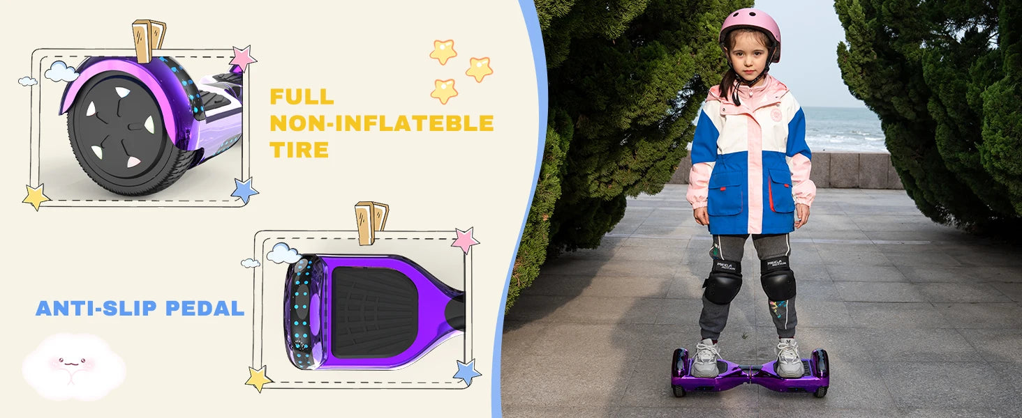 RCB Hoverboard, 6.5 Inch Two Wheel Hoverboard with Bluetooth Speaker with LED Light, Hoverboard Great Gift for Kids and Adults