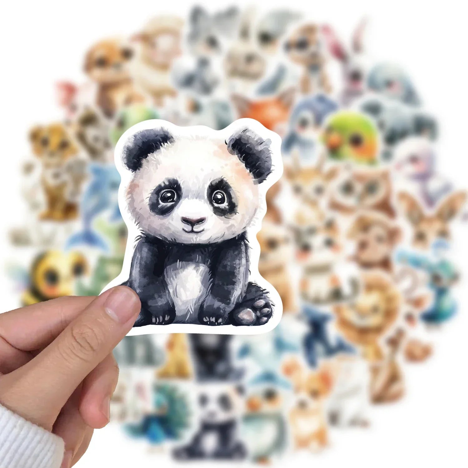 50PCS Cute watercolor animal cartoon graffiti sticker DIY skateboard phone laptop waterproof cool sticker, sticker toy