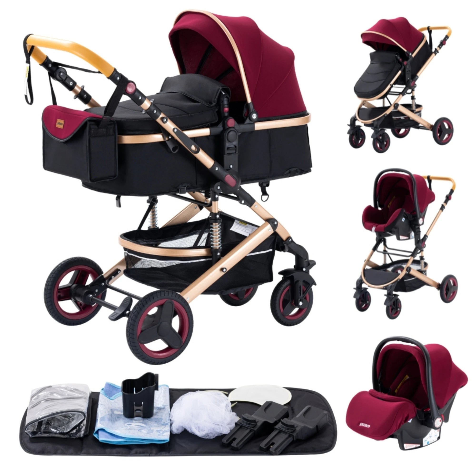Baby Stroller 3 in 1 Easy Folding Multifunctional Stroller Travel Portable Baby Carriage Safety Seat EU Standard Free Shipping