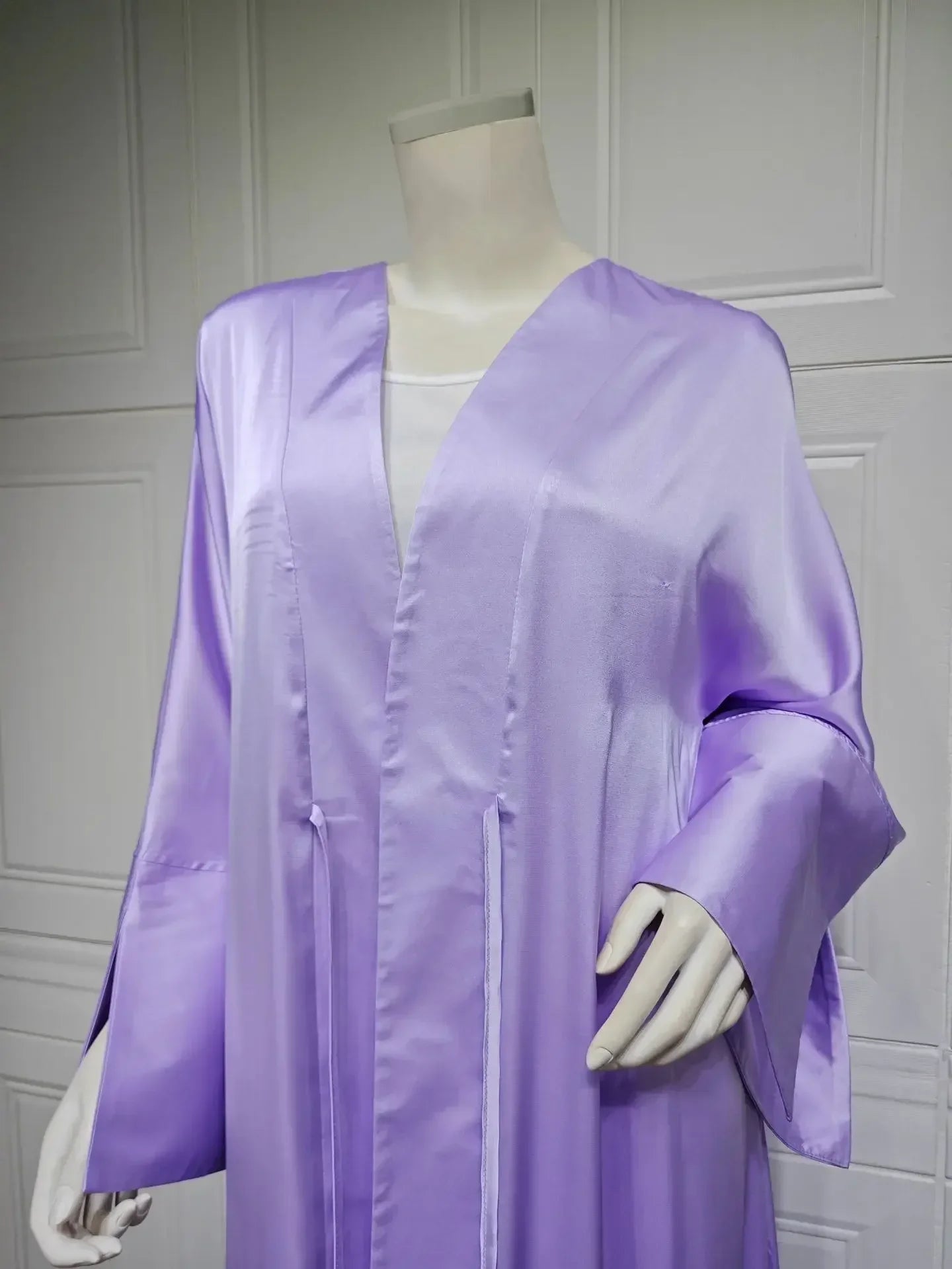 Muslim Women Pink Satin Kimono Abaya Damen Dubai Elegant Luxury Kaftan Modest Dress Islam Caftan Marocain Robe Femme Musulmane