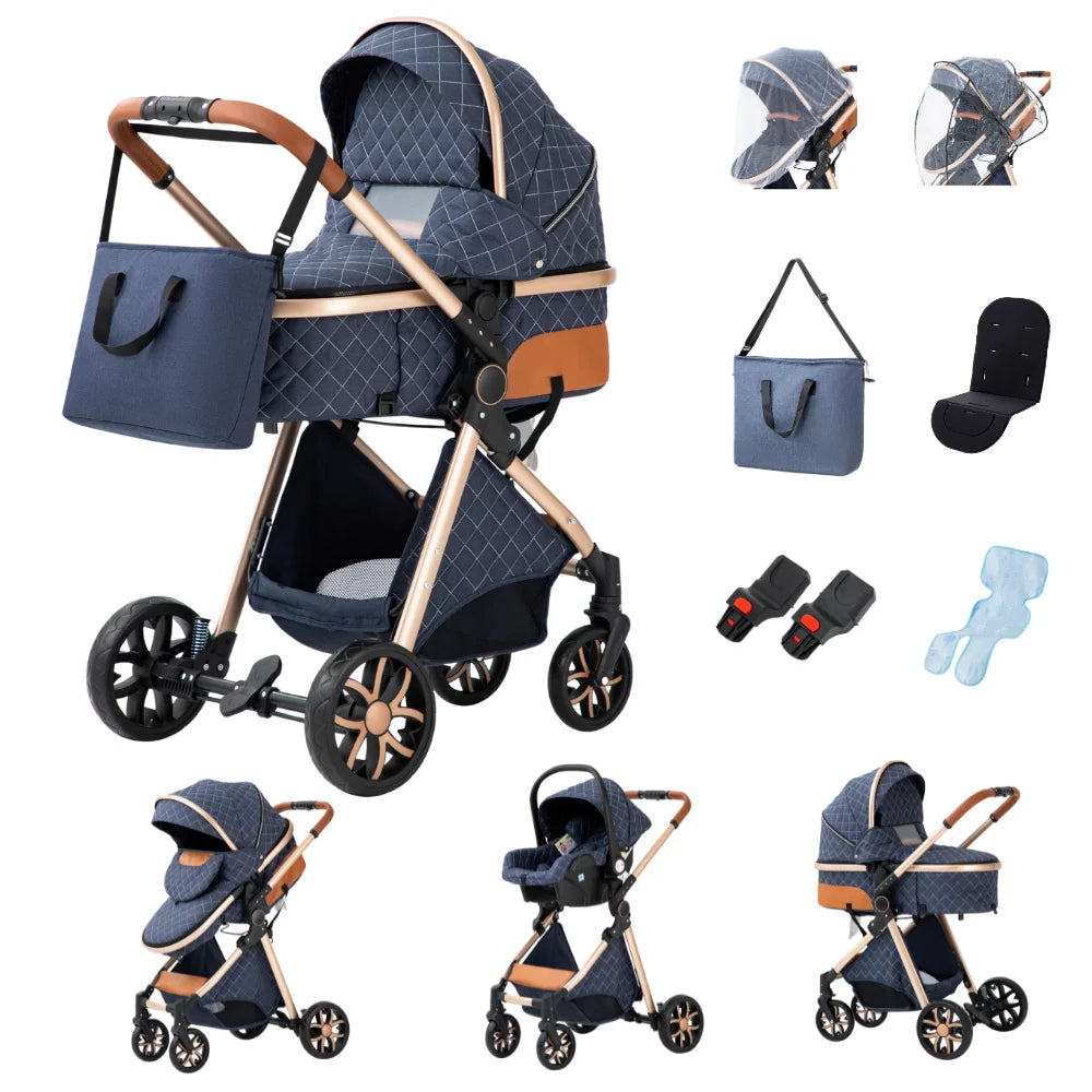 Baby Stroller 3 in 1 Multifunctional Stroller Easy Folding Travel Portable Baby Carriage Safety Seat EU Standard Free Shipping