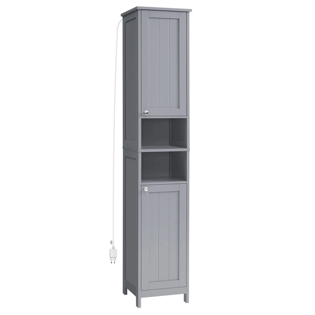 VASAGLE bathroom chest of drawers, bathroom cabinet with lighting, adjustable shelves