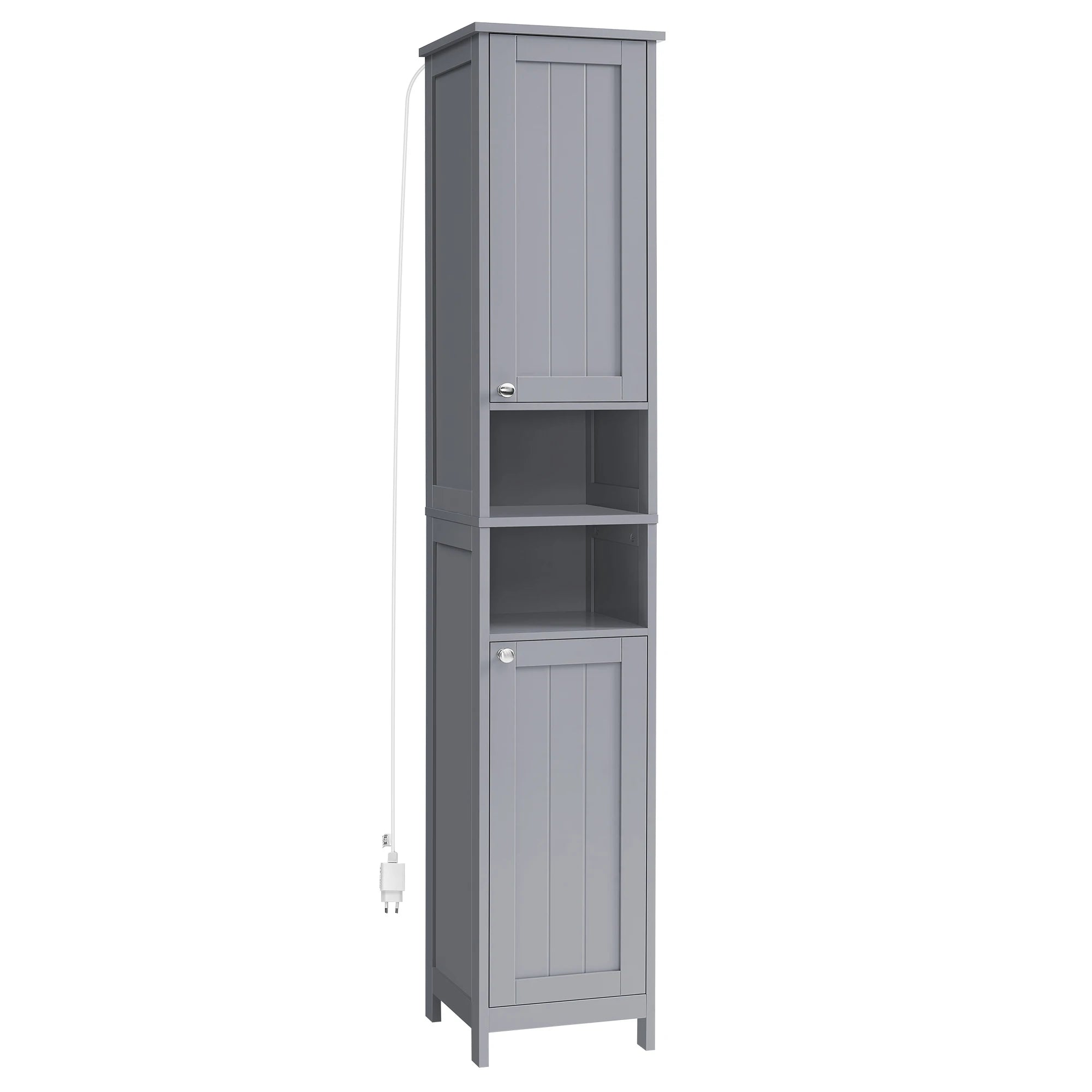 VASAGLE bathroom chest of drawers, bathroom cabinet with lighting, adjustable shelves