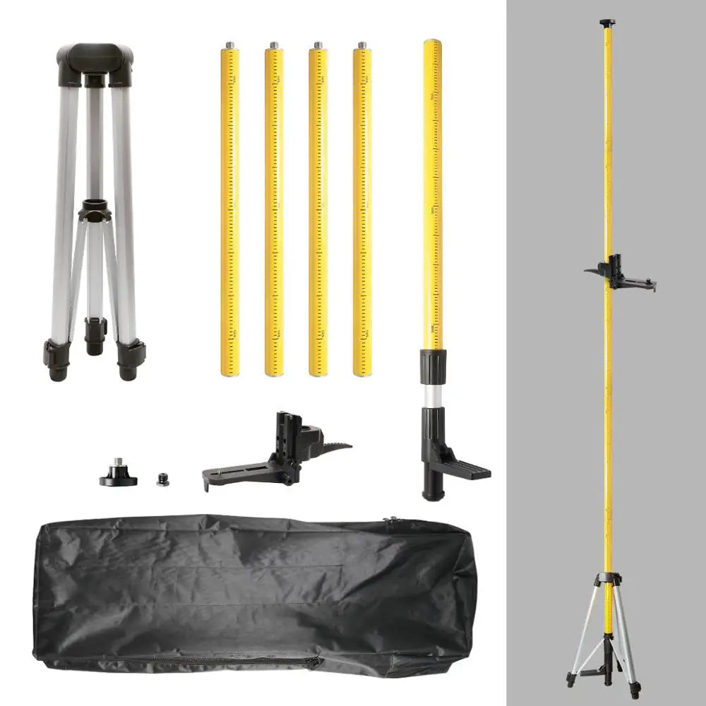 Huepar 12 Ft./3.7m Laser Tripod Telescoping Pole with 1/4-Inch by 20-Inch Laser Mount for Rotary Included Rod & 5/8"-11 Adapter