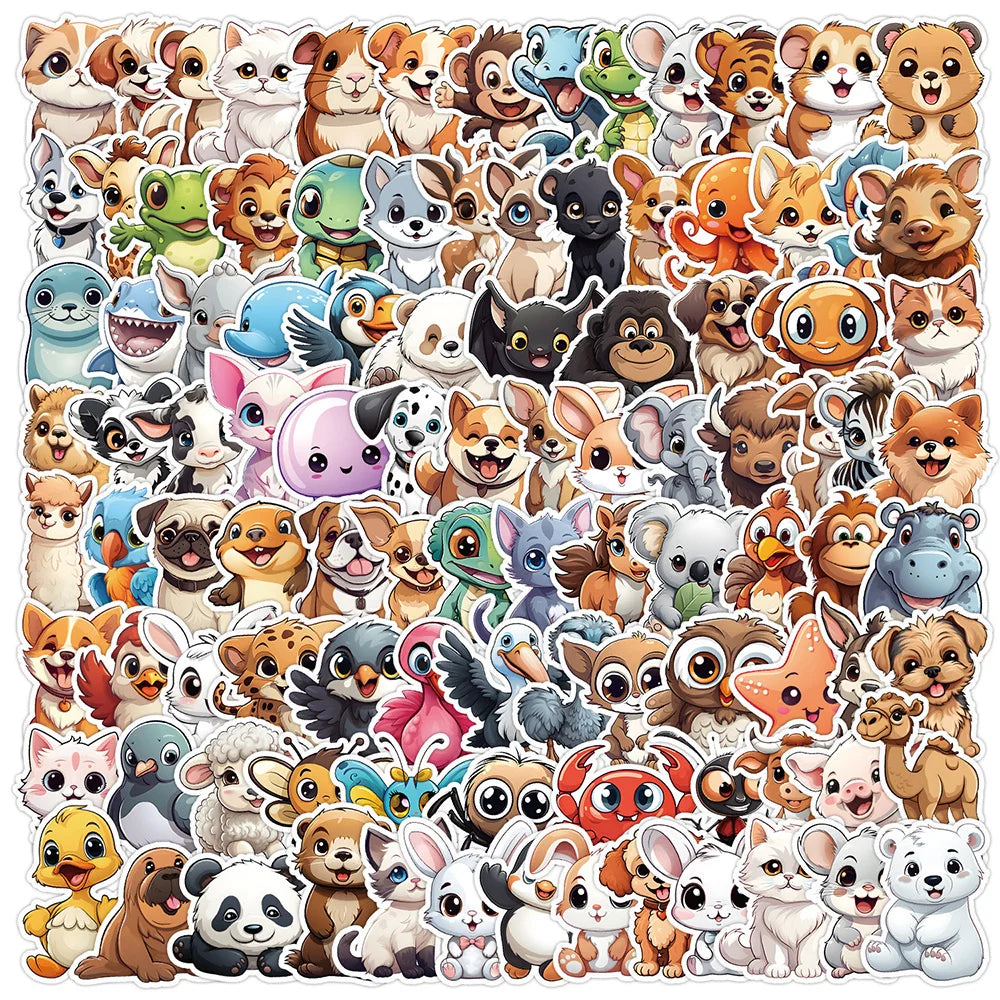 10/30/50/100pcs Cute Cartoon Baby Animals Stickers Kawaii Graffiti Decals Decoration DIY Scrapbook Luggage Phone Sticker Packing