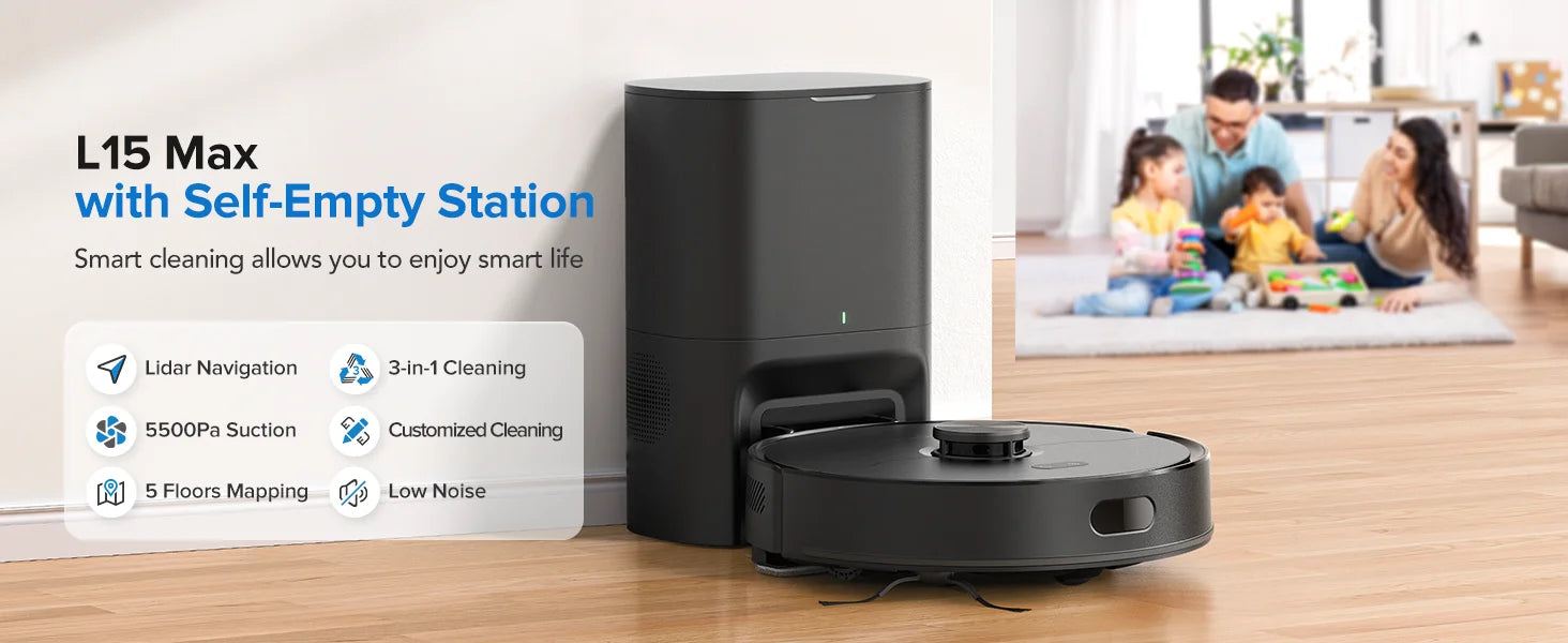 Lubluelu L15 Max  Robot Vacuum Mop Combo 5500Pa Robot Vacuum Auto-Charging  5 Maps 24 No-go Zones 3 In 1 Robot Vacuum Cleaner