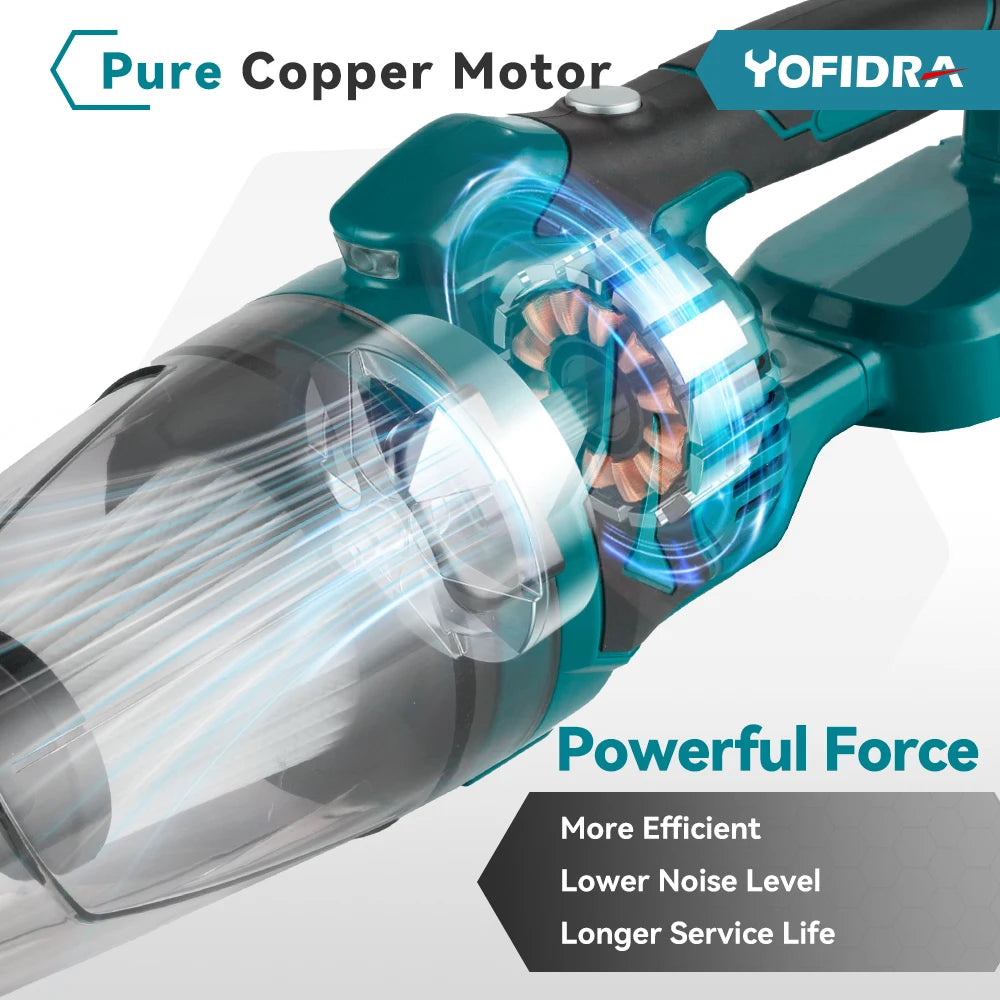YOFIDRA 1500W Electric Vacuum Cleaner Cordless Multi-function Cleaner Handheld Cleaning Snow Dust Tool For Makita Battery Pin