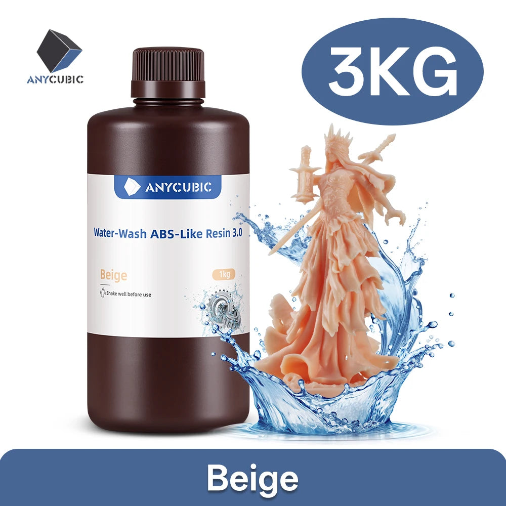 ANYCUBIC 3KG ABS-Like Resin 3.0 Water-Washable UV 405nm Photopolymer Resin 3D Resin High Precision for LCD 3D Printer