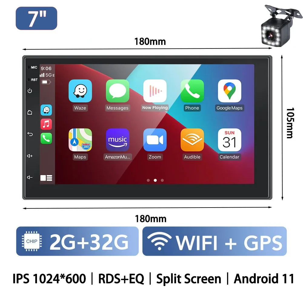Car Radio 2 Din Multimedia Video Player Carplay Android Auto Android 13 Universal 7 Inch 2 din android Navigation Auto Stereo