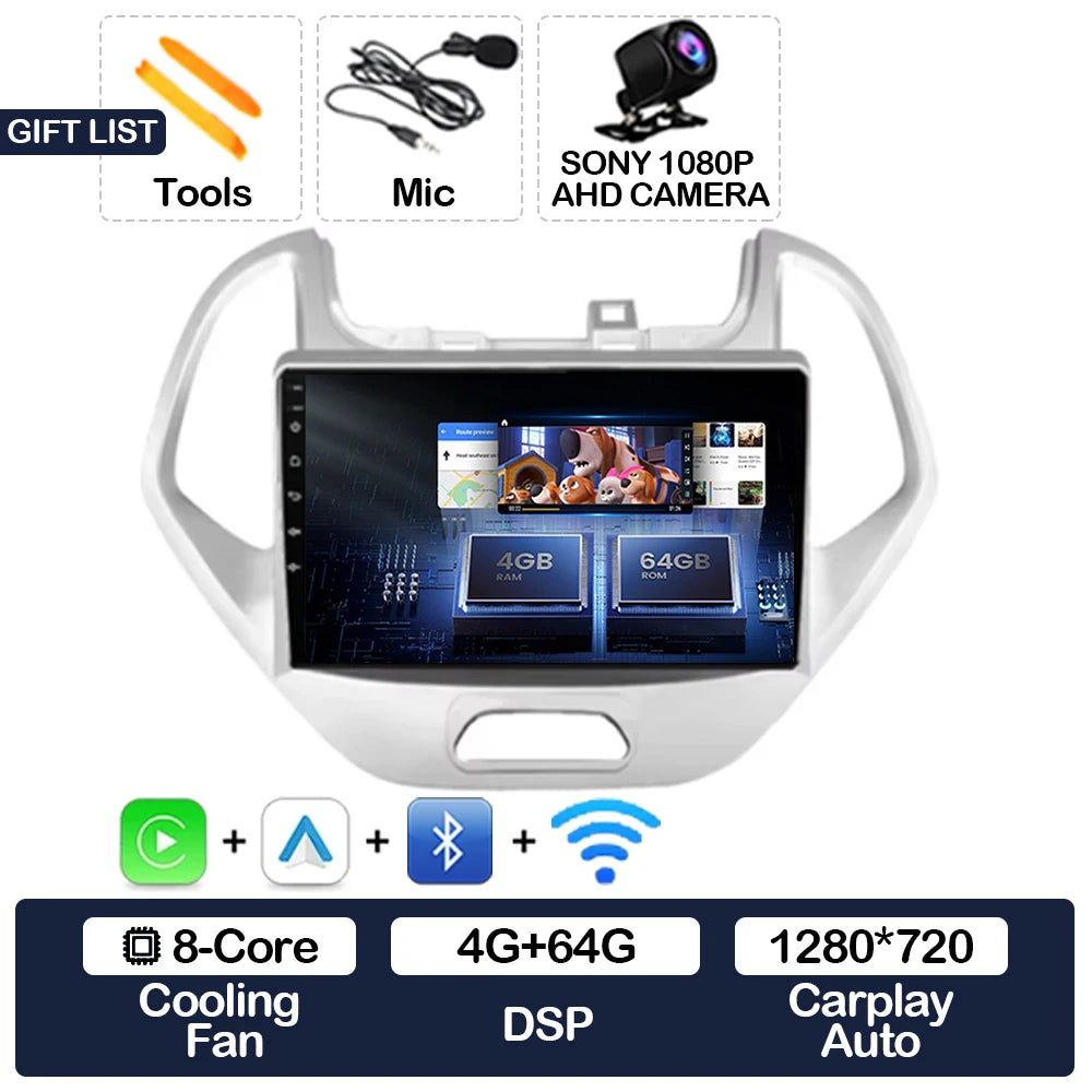 Android 15 Car Radio For Ford FIGO KA 2015 2016 2017 2018 2019 2020 GPS NAVI 4G LTE 5G WIFI QLED Multimedia Video Player 2DIN BT