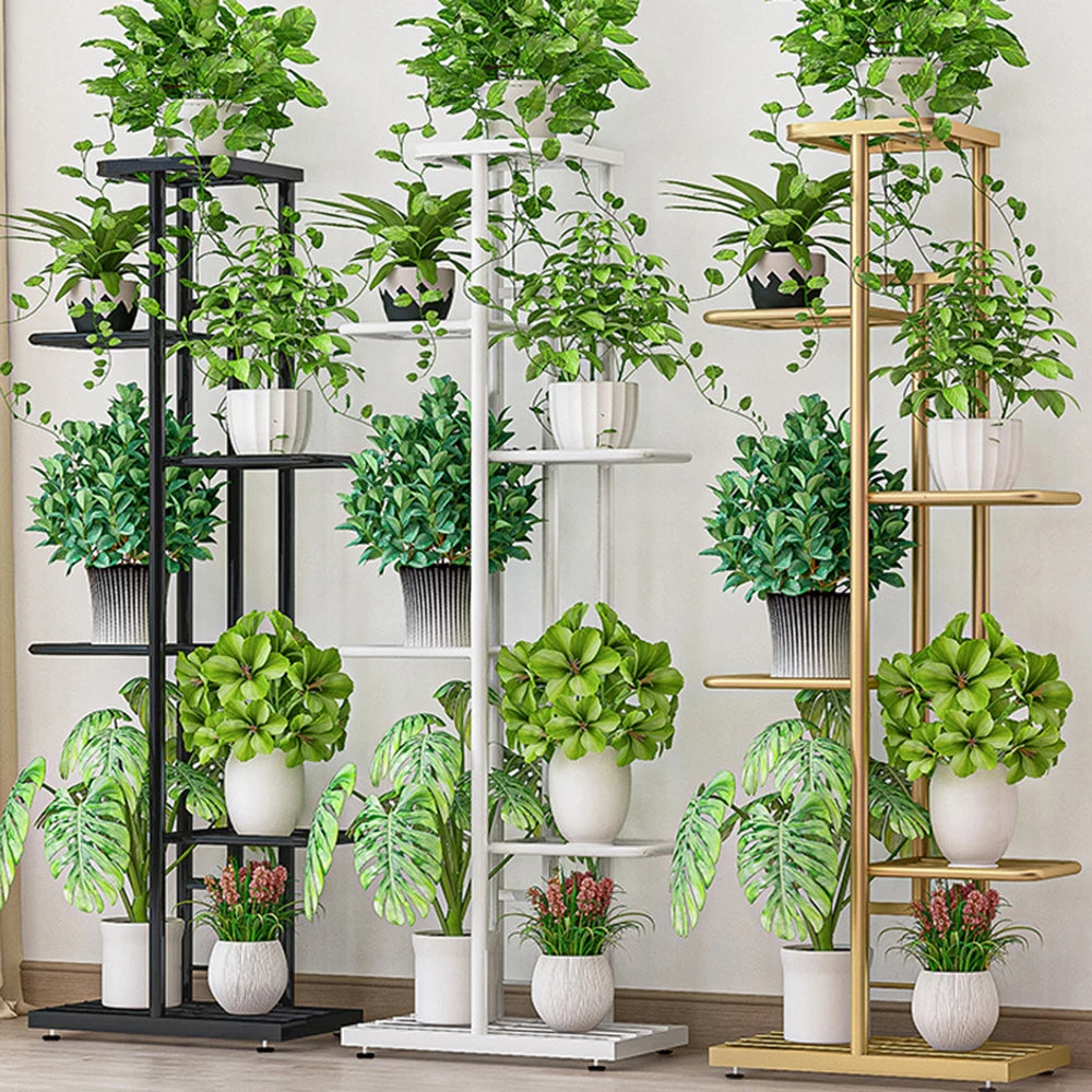 6 Tier Plant Shelves Iron Potted Flower Plant Stand Rack Multiple Flower Pot Holder Shelf Indoor Outdoor Planter Display