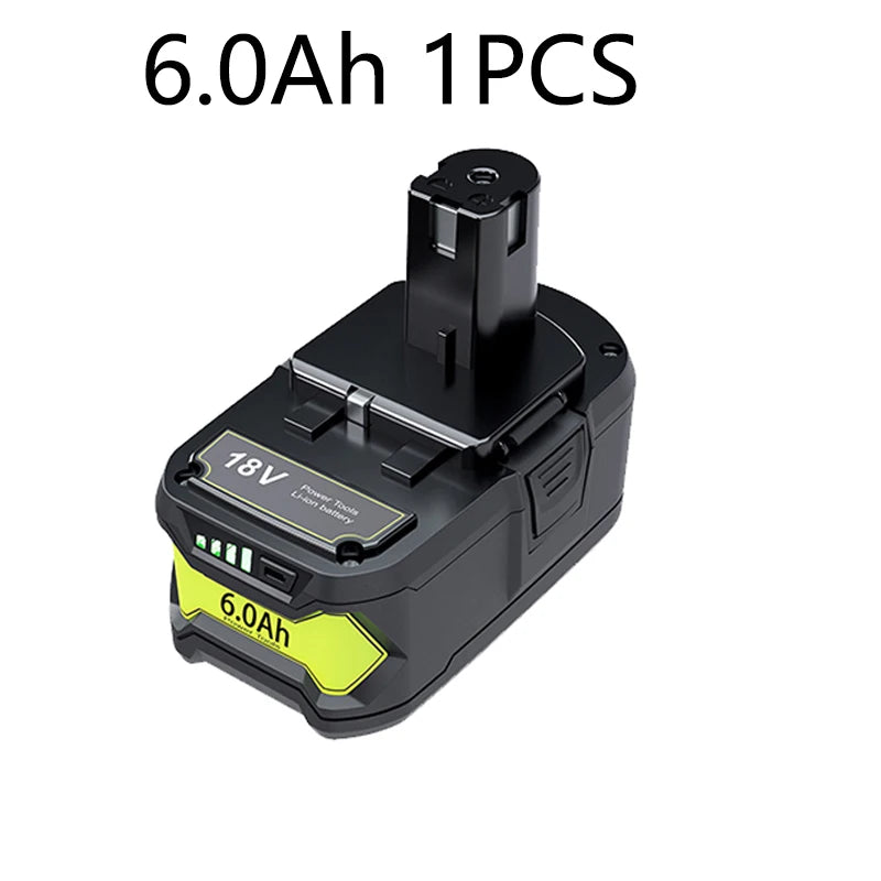 6000mAh For RYOBI 18V Li-Ion Replacement For Ryobi P108 P107 P108 RB18L50 RB18L20 Power Tool Rechargeable Battery And Charger