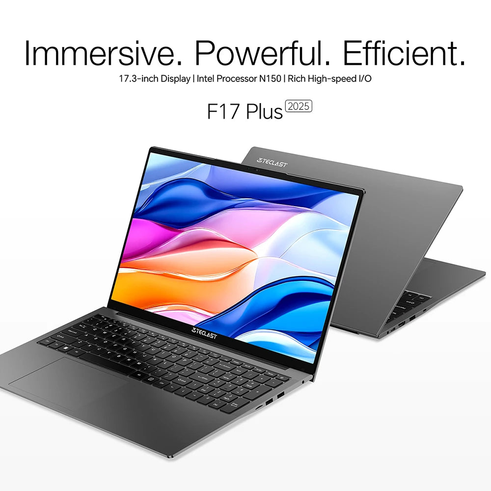 Teclast F17Plus Laptop, 17.3 Inches, for Intel N150, 16Gb Ram 512Gb Ssd, Windows 11 Pro, Notebook with 180 Rotation °   Mini-Hdmi Backlit Keyboard