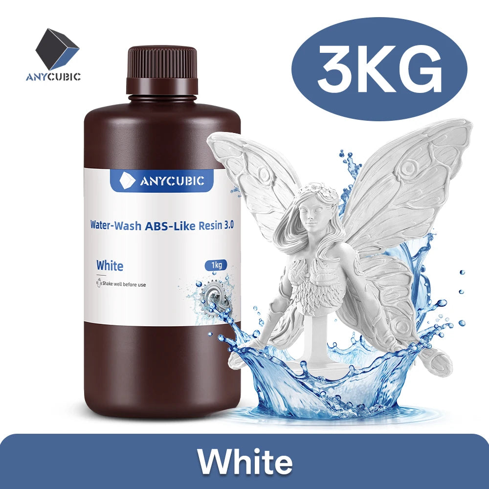 ANYCUBIC 3KG ABS-Like Resin 3.0 Water-Washable UV 405nm Photopolymer Resin 3D Resin High Precision for LCD 3D Printer