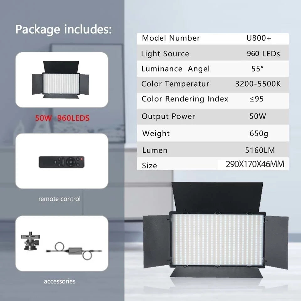 LED Photo Studio Light For Youbute Game Live Video Lighting On Camera 40W/50W Portable Video Recording Photography Panel Lamp