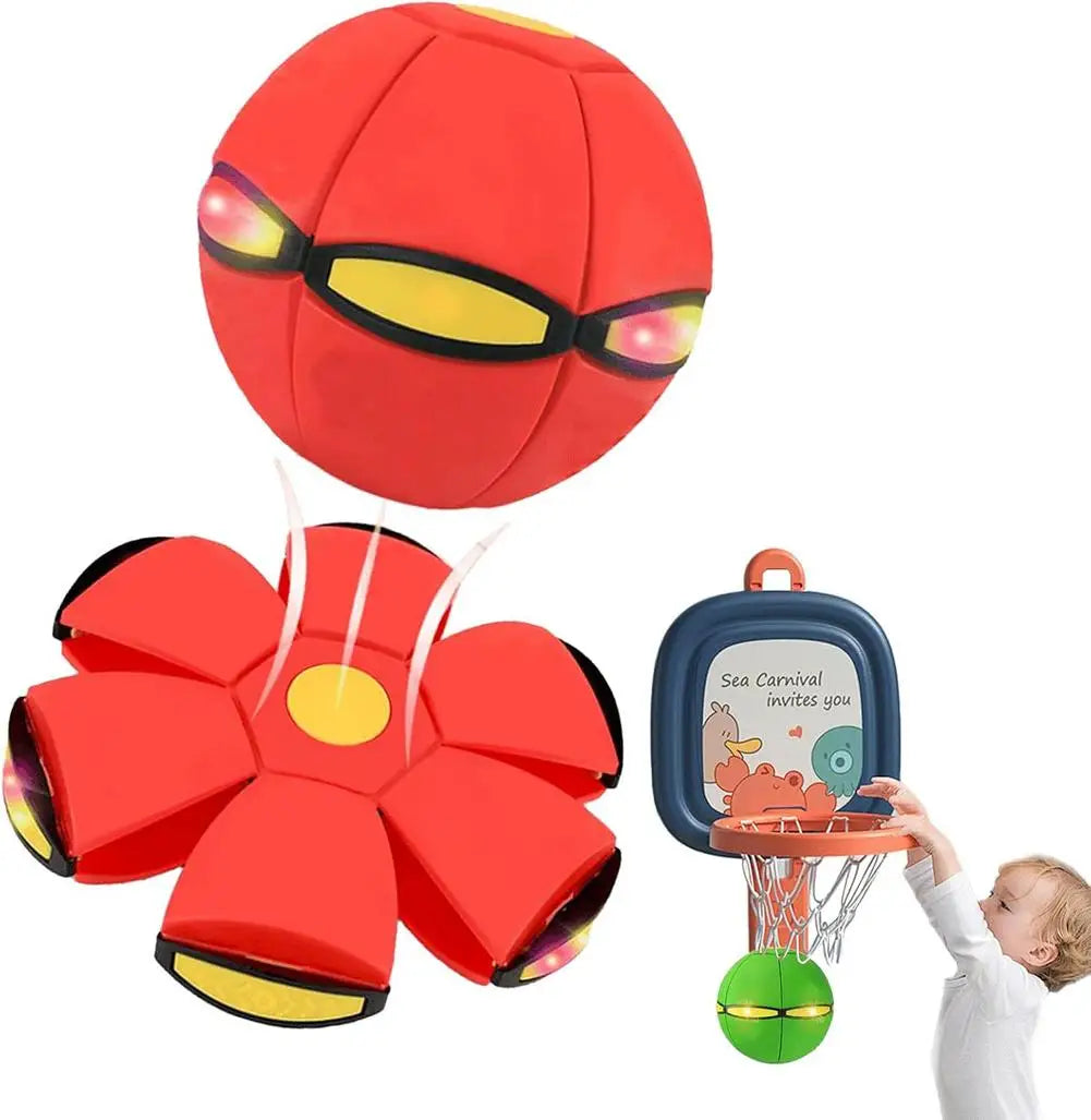 Intelligent Transformable Flying Saucer Ball Magic Elastic Deformable Toy with LED Lights for Kids Indoor Outdoor Play Game
