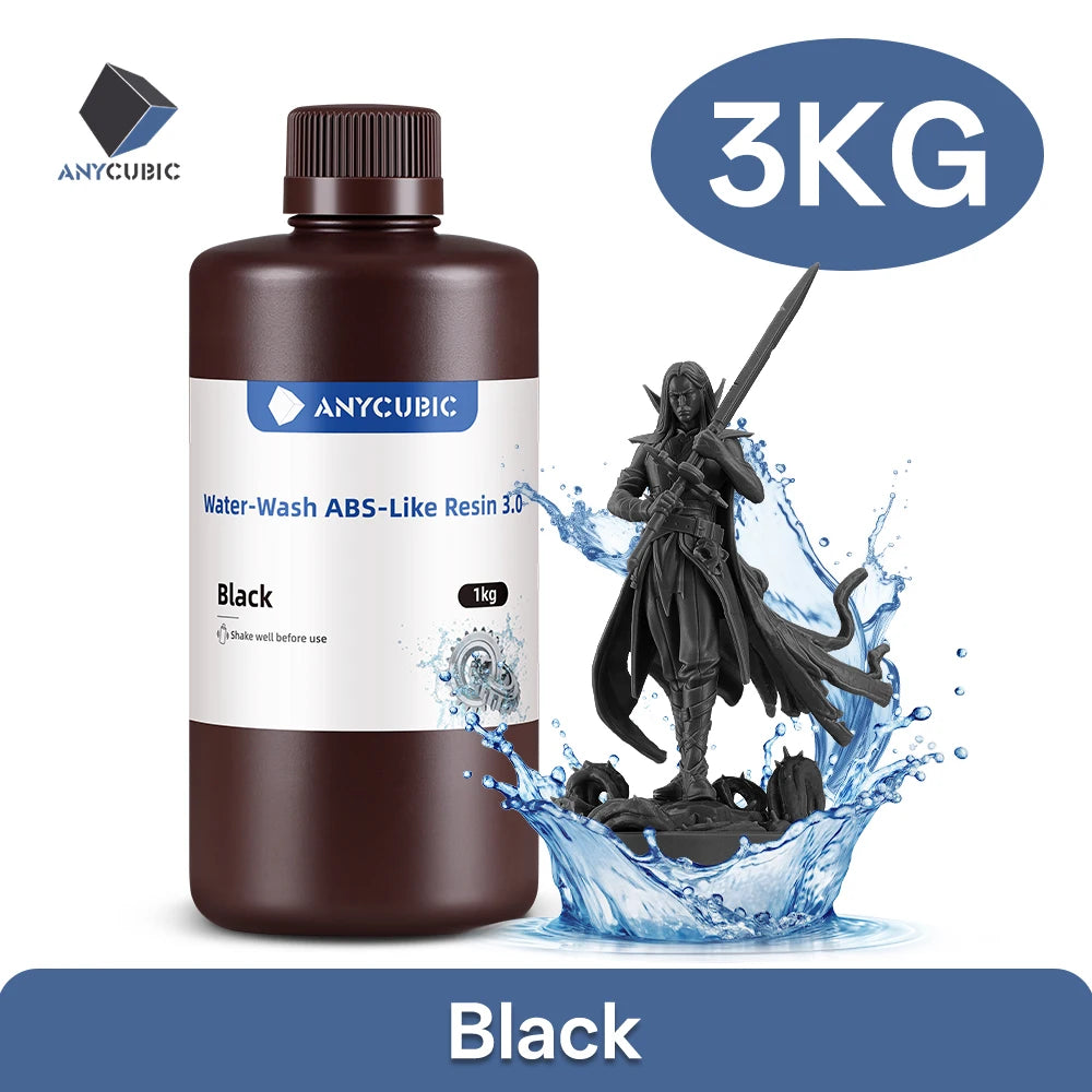 ANYCUBIC 3KG ABS-Like Resin 3.0 Water-Washable UV 405nm Photopolymer Resin 3D Resin High Precision for LCD 3D Printer