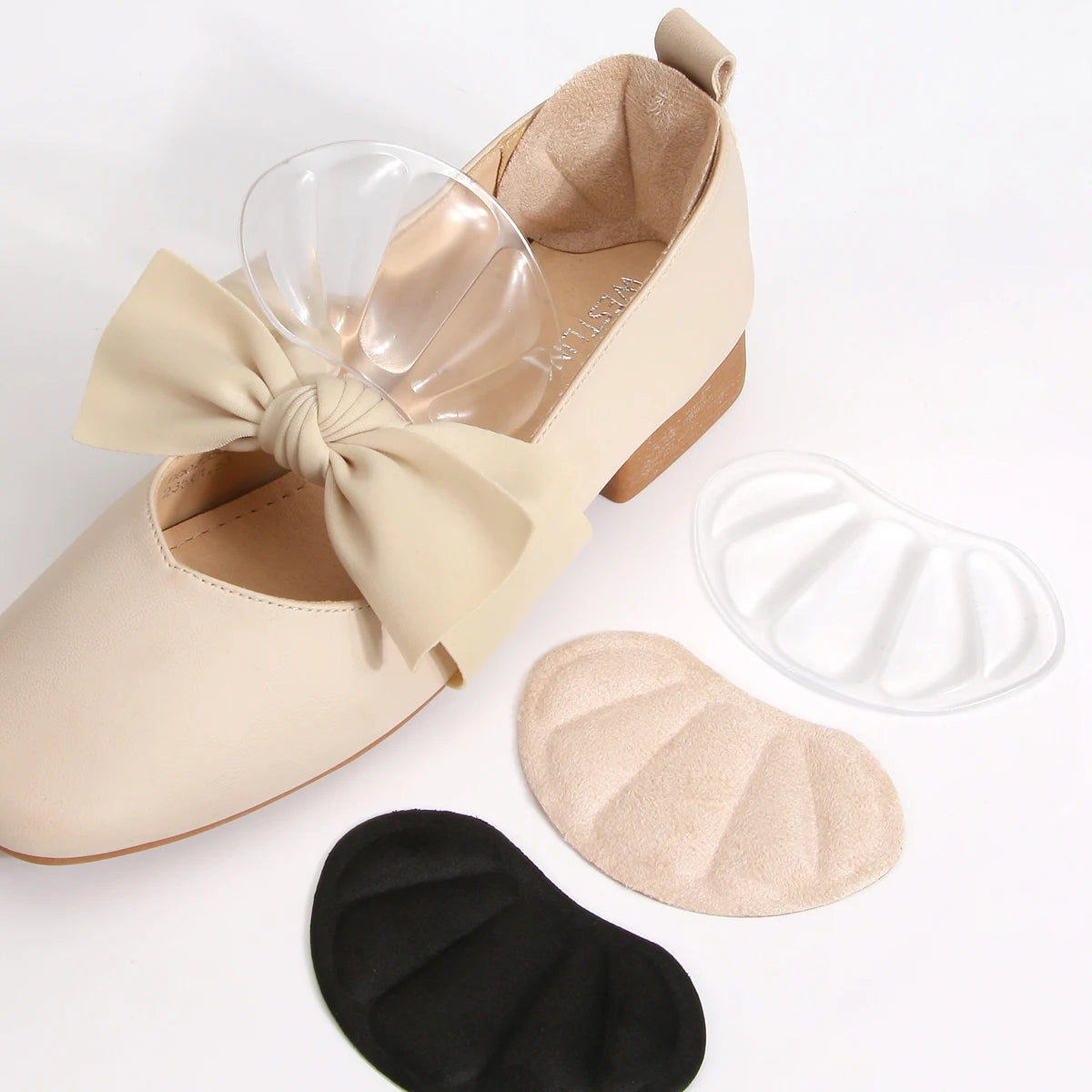 2 PCS Clear Gel High Heel Pain Relief Insoles - Forefoot Cushion Half Pads & Anti-Slip Heel Grips for Blister Prevention