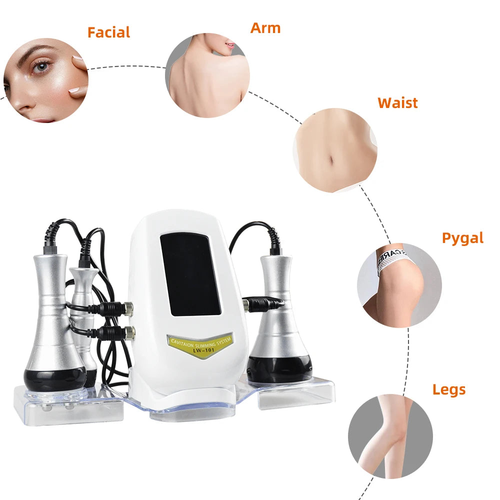 3-in-1 Beauty Body Slimming Massager Cavitation Machine Multi-Functional Device Face Body Tightening Lifting Spa Skincare Tool