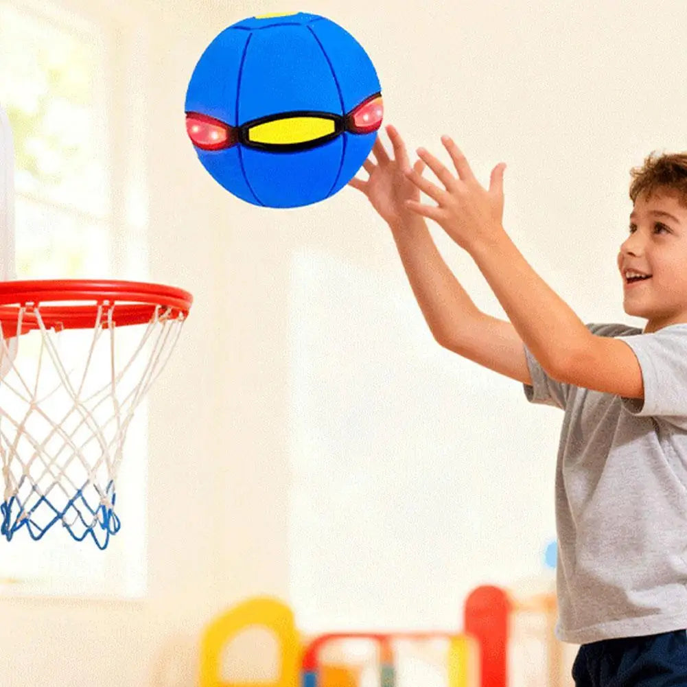 Intelligent Transformable Flying Saucer Ball Magic Elastic Deformable Toy with LED Lights for Kids Indoor Outdoor Play Game