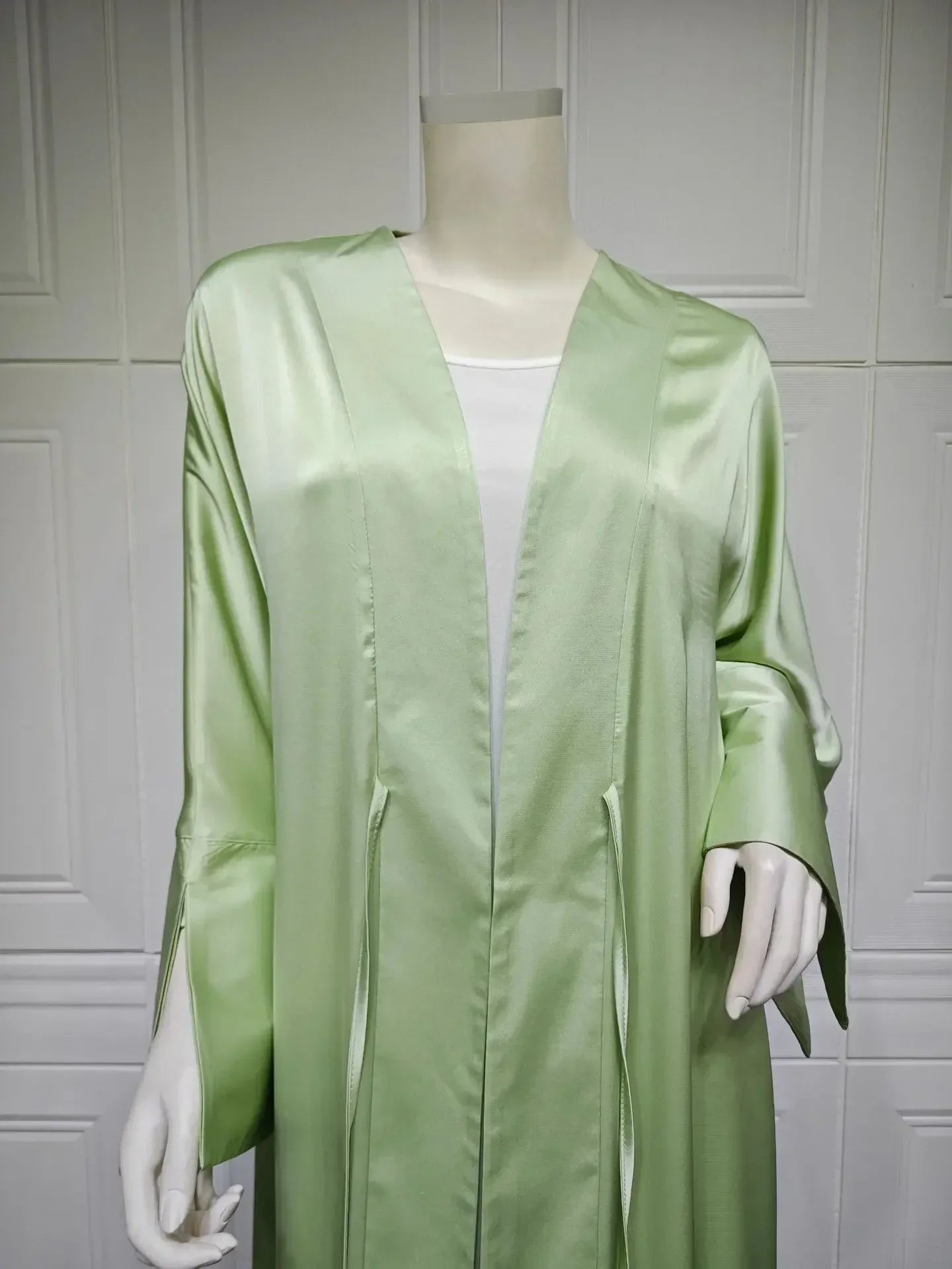 Muslim Women Pink Satin Kimono Abaya Damen Dubai Elegant Luxury Kaftan Modest Dress Islam Caftan Marocain Robe Femme Musulmane