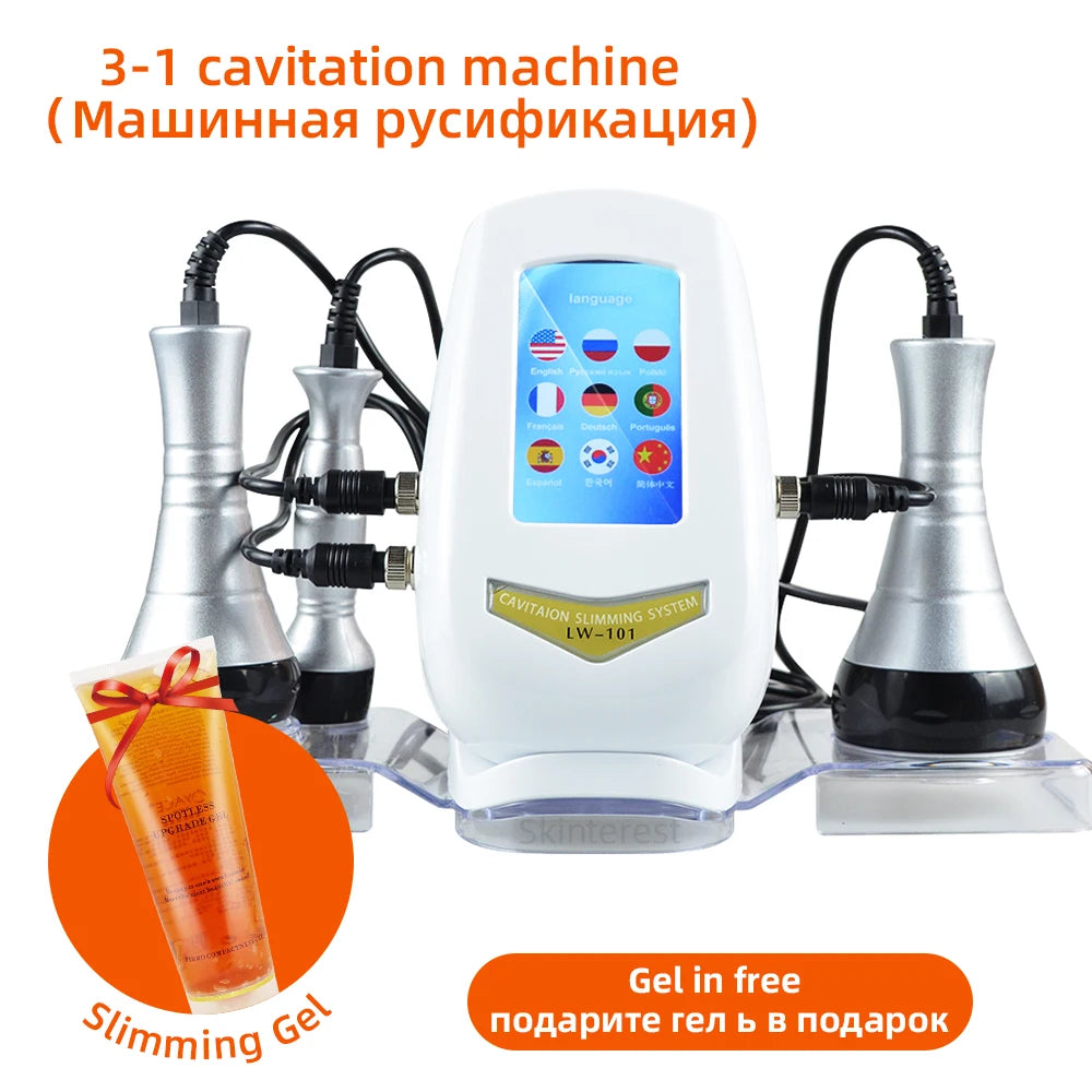 3-in-1 Beauty Body Slimming Massager Cavitation Machine Multi-Functional Device Face Body Tightening Lifting Spa Skincare Tool