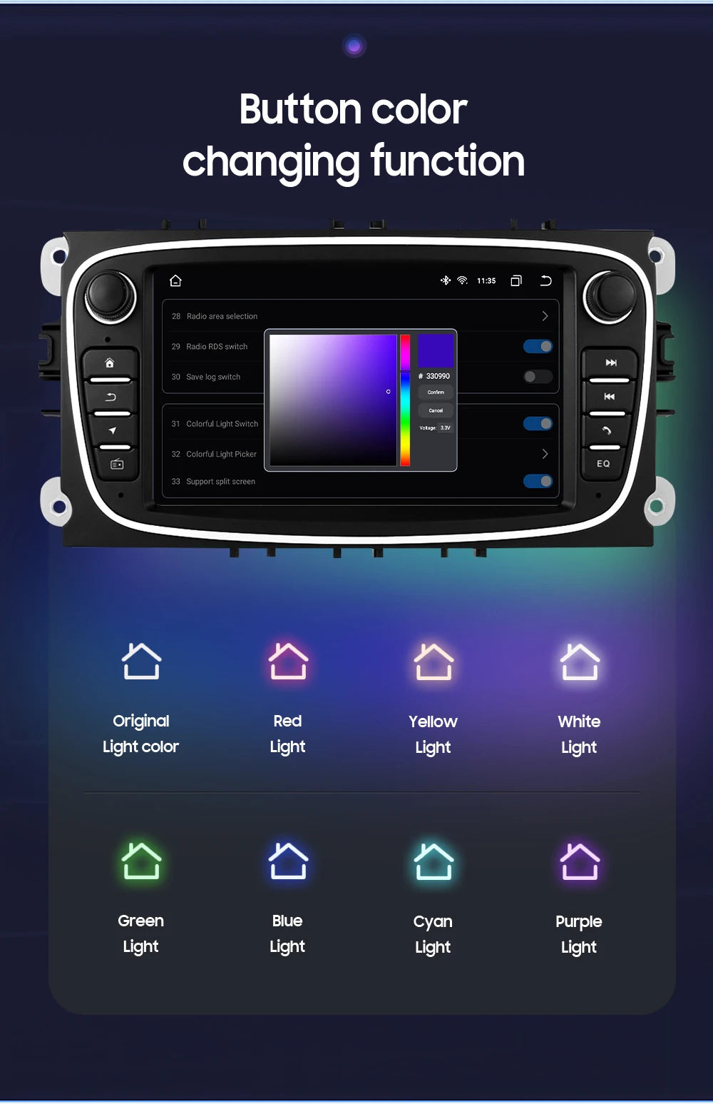Hizpo 7inch Android Car Radio for Ford Focus S-Max Galaxy C-Max Kuga Mondeo Multimedia Auto CarPlay RDS DSP BT 4G CarPlay SWC