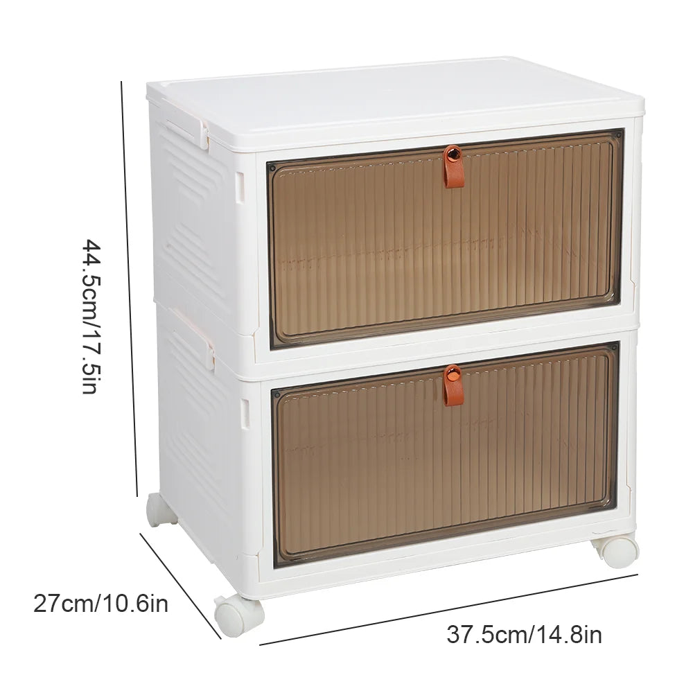 2/4/5 Tier Foldable Storage Box with Lid Collapsible Storage Shoes Rack Organizers Household Organizer Box with Wheels
