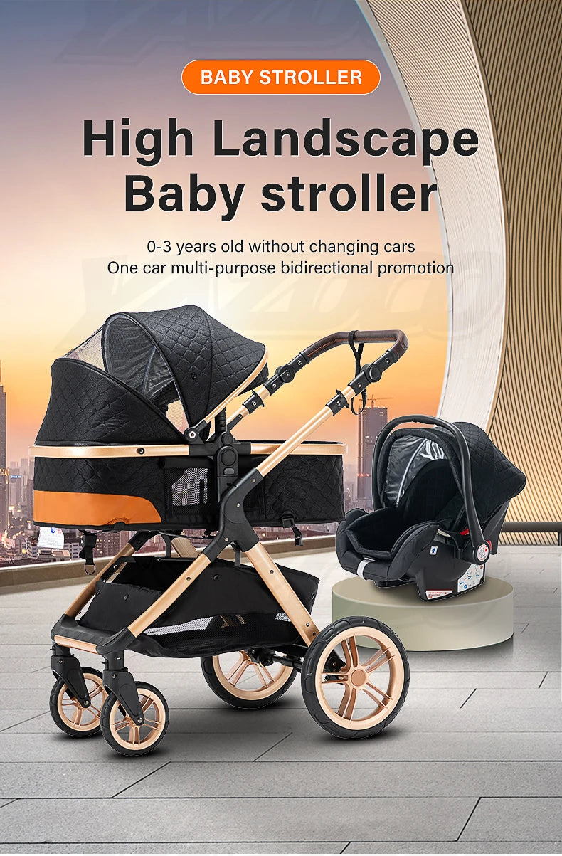 Baby Stroller 3 in 1 Multifunctional Stroller Easy Folding Travel Portable Baby Carriage Safety Seat EU Standard Free Shipping