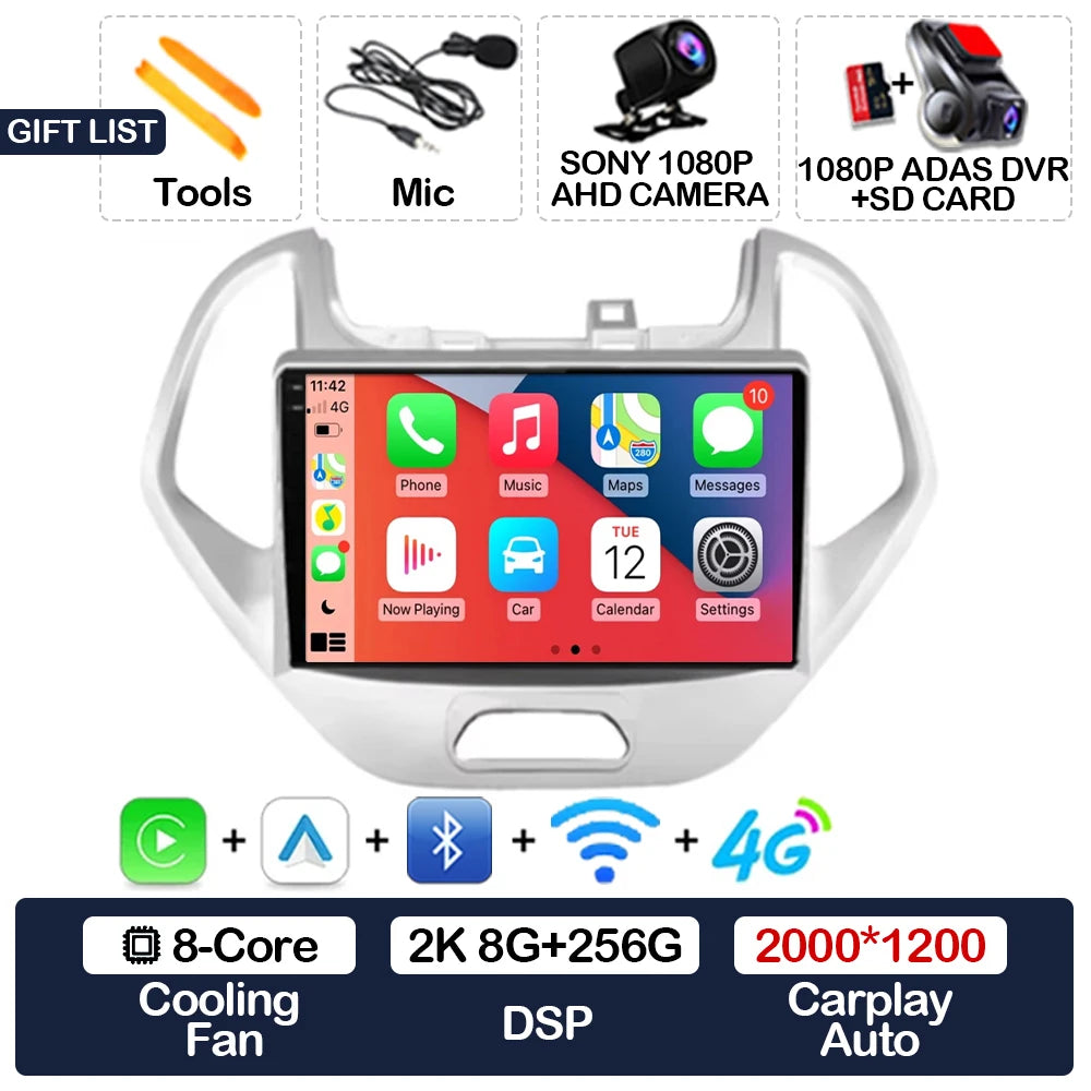 Android 15 Car Radio For Ford FIGO KA 2015 2016 2017 2018 2019 2020 GPS NAVI 4G LTE 5G WIFI QLED Multimedia Video Player 2DIN BT