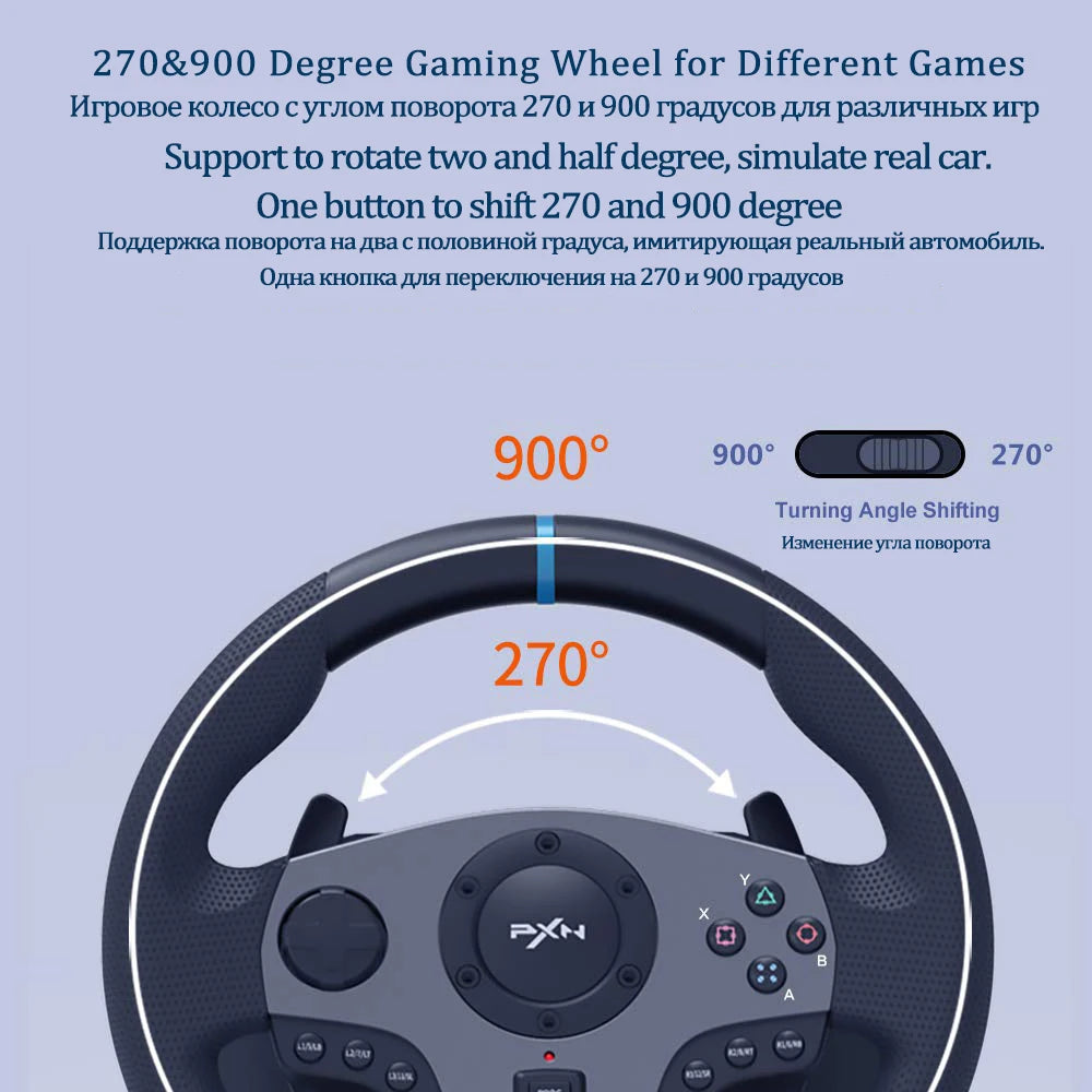PXN V9 Gen2/V9 Gaming Steering Wheel 270°/900° Racing Simulator for PS4,PS3,PC Windows 7/8/10/11,Xbox One,Xbox Series X/S