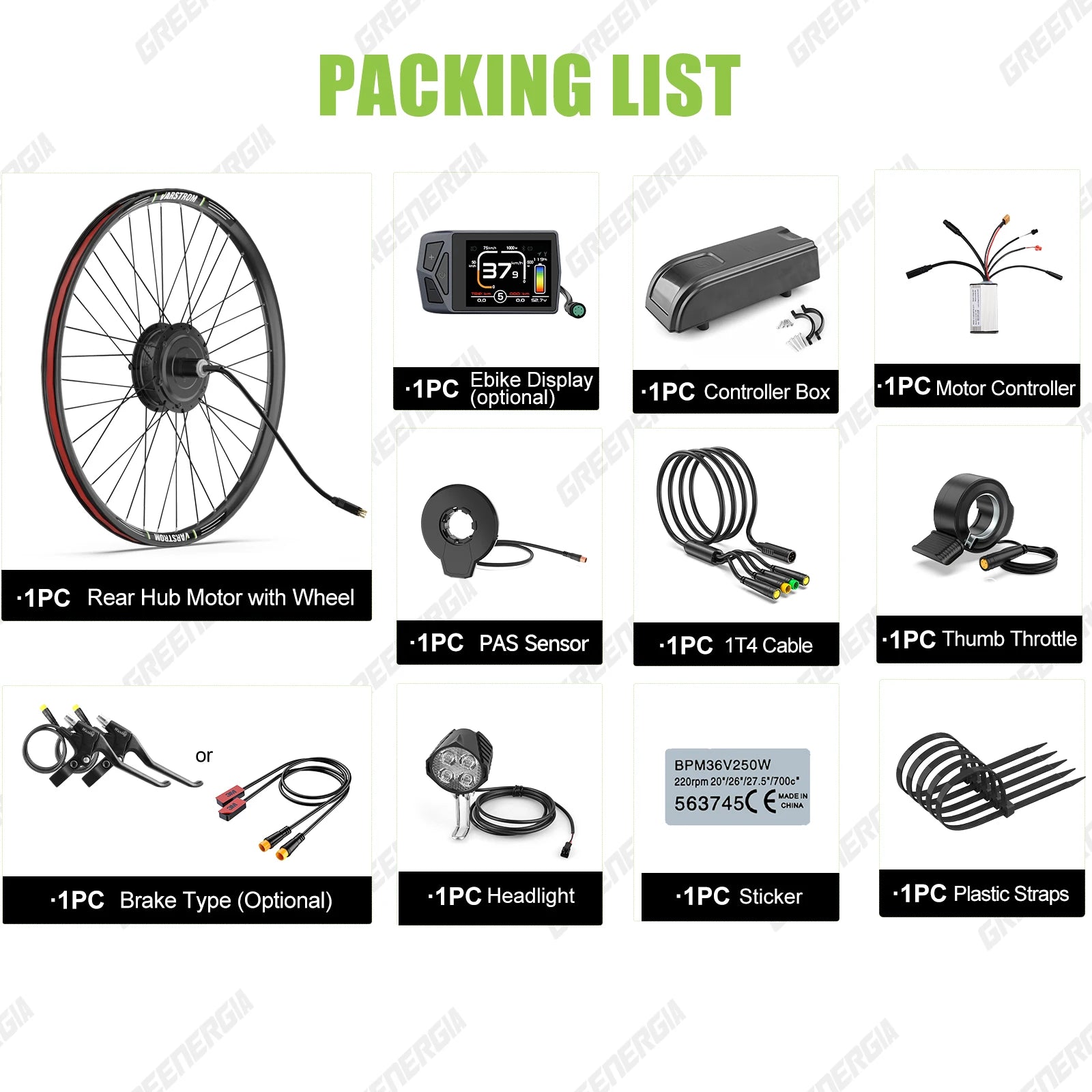 Bafang 48V 500W Front Rear Hub Motor Brushless Gear Bicycle Electric Bike Conversion Kit 20-29 Inch 700C Wheel Drive Engine