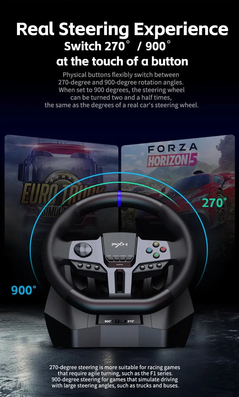 PXN V9 Gen2/V9 Gaming Steering Wheel 270°/900° Racing Simulator for PS4,PS3,PC Windows 7/8/10/11,Xbox One,Xbox Series X/S