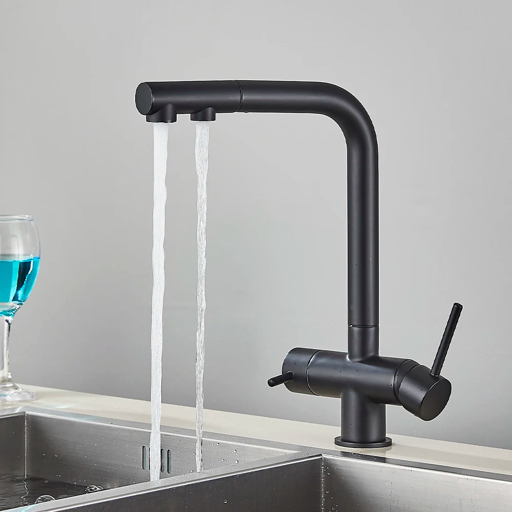 Chrome Filtered Faucet Brass Purifier Kitchen Faucet Dual Handle Drinking Water Vessel Sink Mixer Tap Torneira for Kitchen