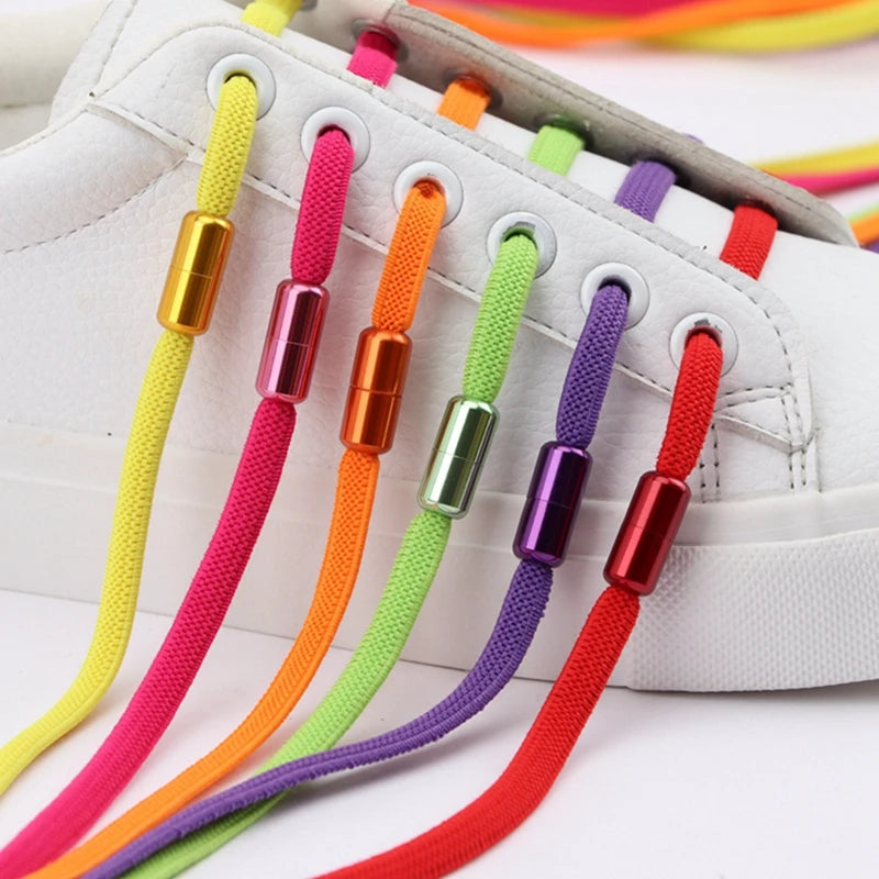 Round Shoelaces Capsule Buckle Aluminum Shoe Laces Without Ties Metal Lock Children And Adults Sneakers Shoelace Accessories