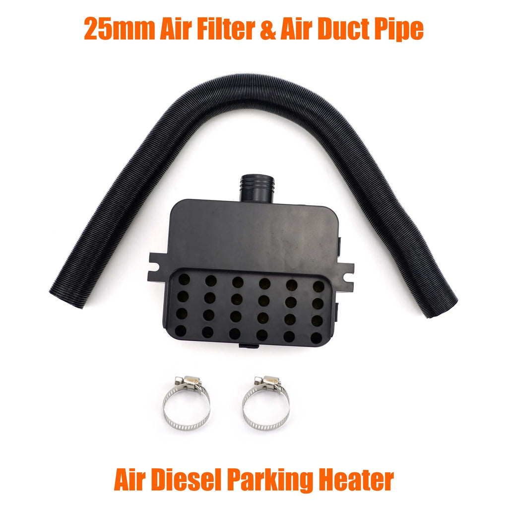 25mm Air Diesel Heater Intake Filter + Intake Duct Pipe Stretch Length 60cm + 2x Clips For Car Truck VAN E