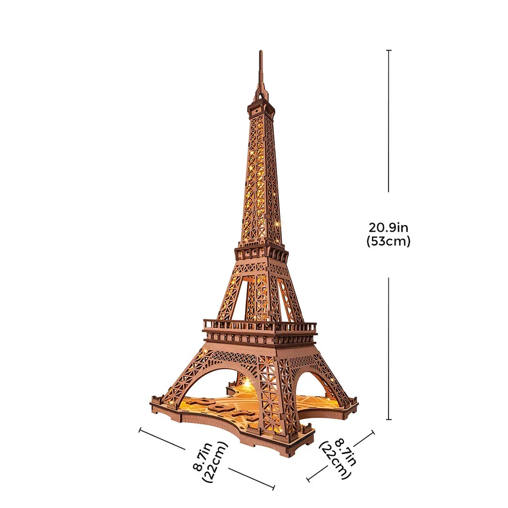 Robotime Rolife Night of the Eiffel Tower 3D Wooden Puzzle for Teens Adult Miniature Views of Famous Buildings Toys Decoration