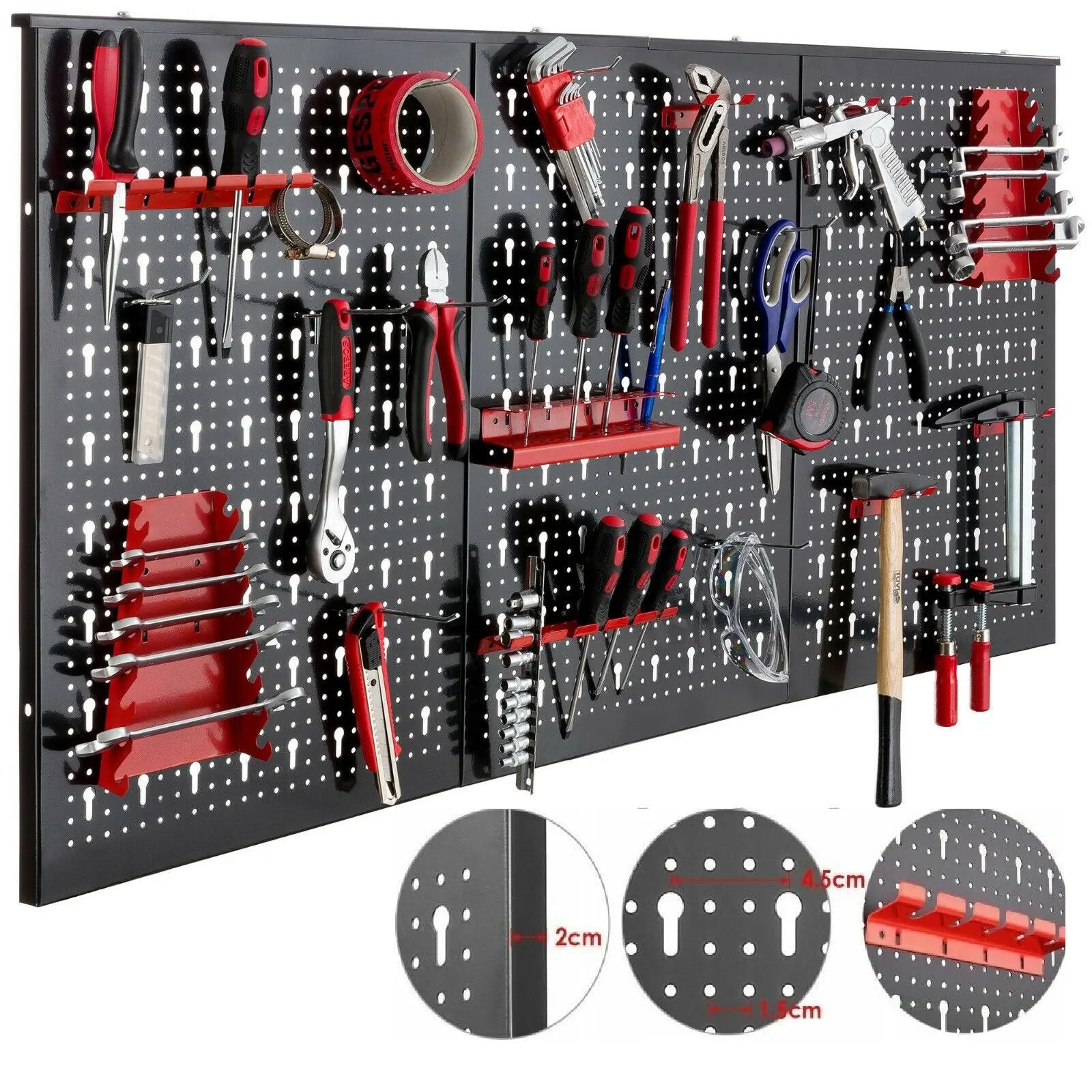 117x55cm Metal Pegboard Wall Organizer with Hooks 17PCS Kit, Garage Storage Bins, and Panel Tool Organizer Pegboard Wall Control