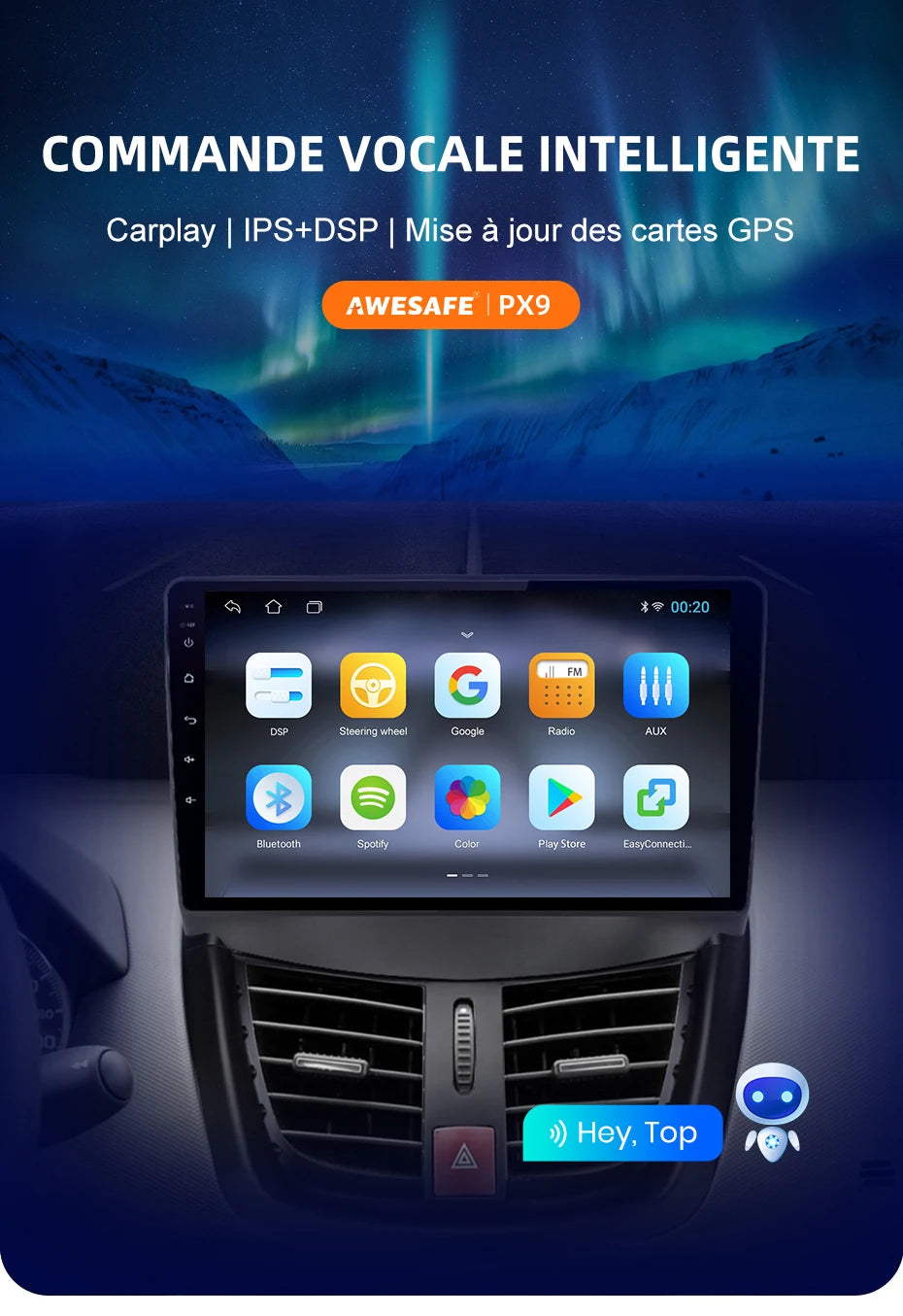 AWESAFE PX9 Car Radio Autoradio for PEUGEOT 207 207CC 2006-2015 Wireless Carplay Screen Android Auto Stereo GPS Navi FM RDS BT