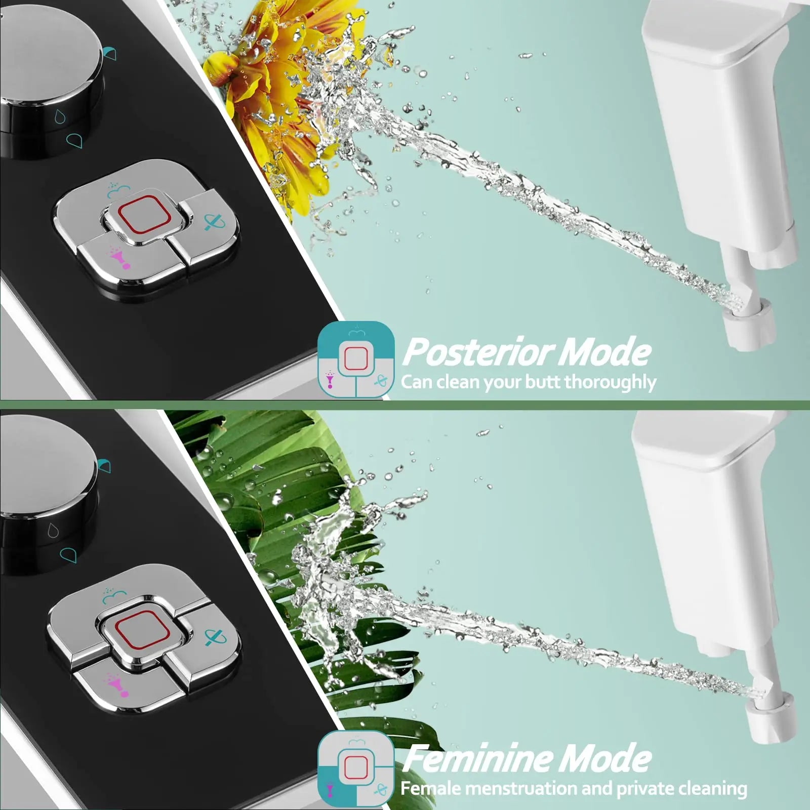 Bidet Toilet Seat Attachment Ultra-thin Non-electric Self-cleaning Dual Nozzles Frontal & Rear Wash Cold Water Personal Hygiene