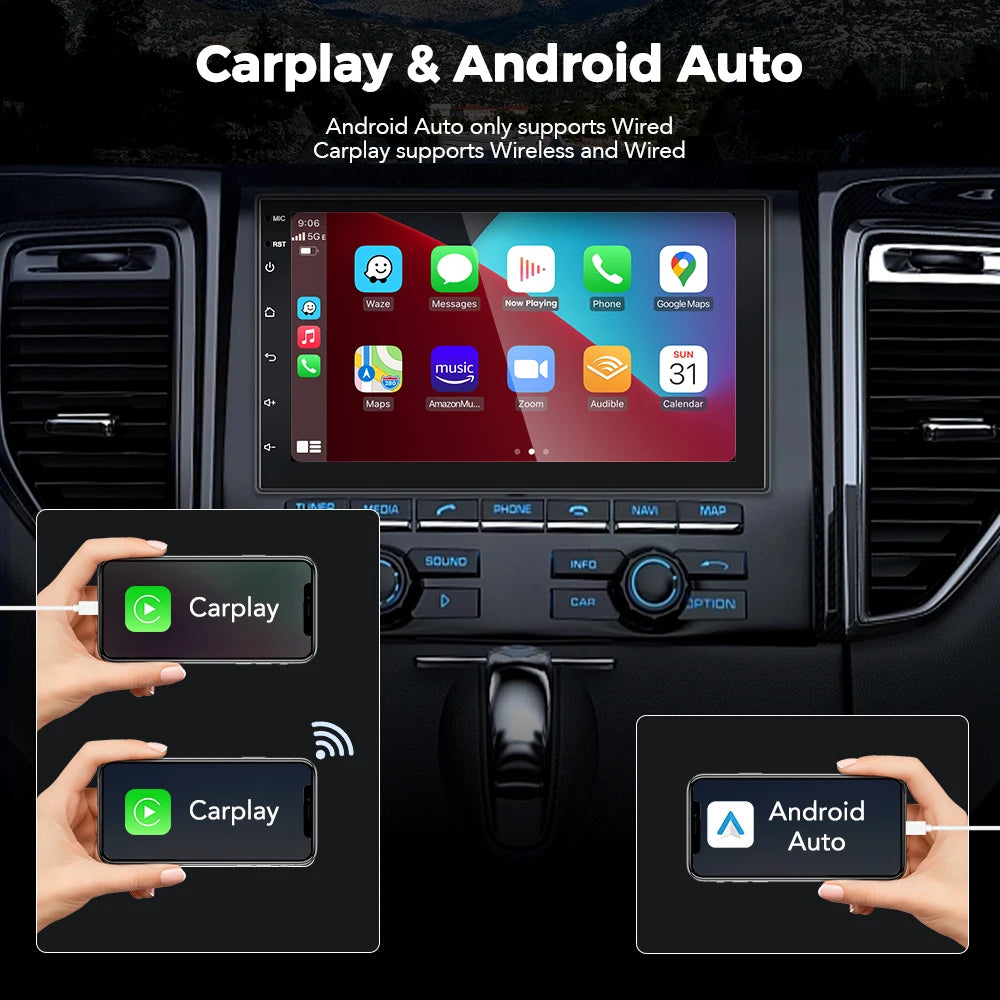 Car Radio 2 Din Multimedia Video Player Carplay Android Auto Android 13 Universal 7 Inch 2 din android Navigation Auto Stereo
