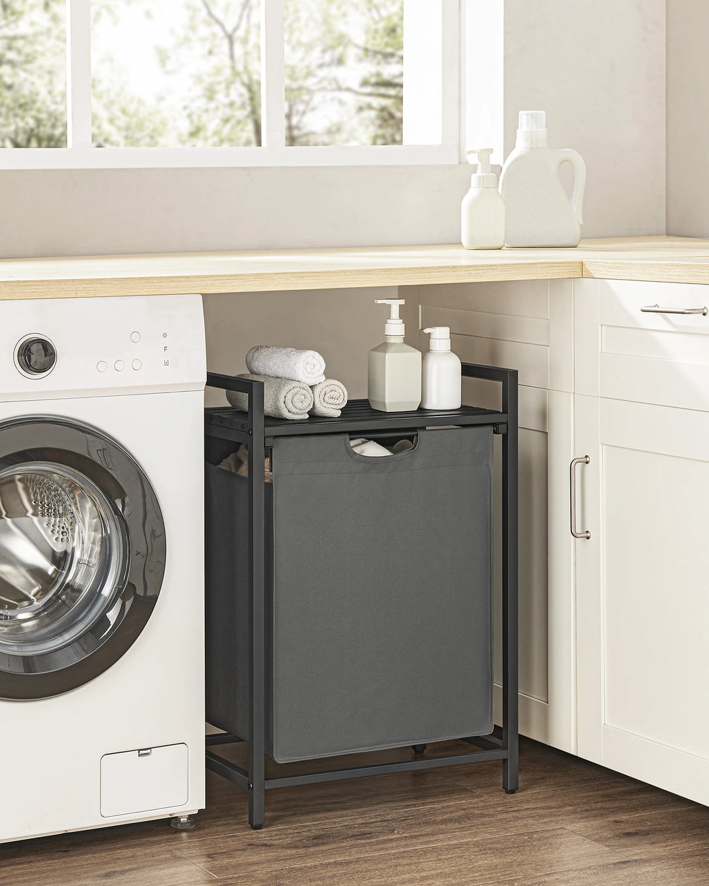 VASAGLE laundry basket Laundry Collector with Storage, Laundry Box, Oxford Fabric Laundry Bag Extendable Detachable Metal Frame
