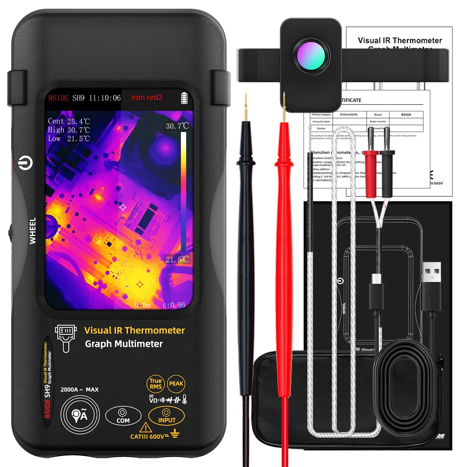 BSIDE SH7 320*320 Thermal Imager Camera 20000 Counts Touchscreen Digital Multimeter 2 in 1 IR Camera for Macro lens Repair PCB