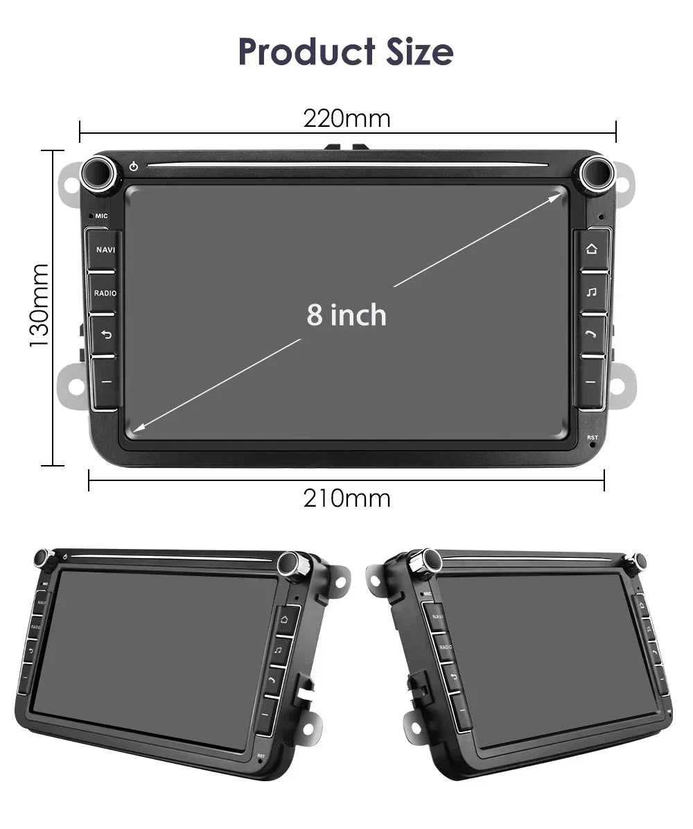 For Volkswagen Passat B6 VW Golf 5 Transporter Polo Jetta Skoda Seat Android 14 Carplay 2 Din Car Radio Multimedia Player GPS 4G