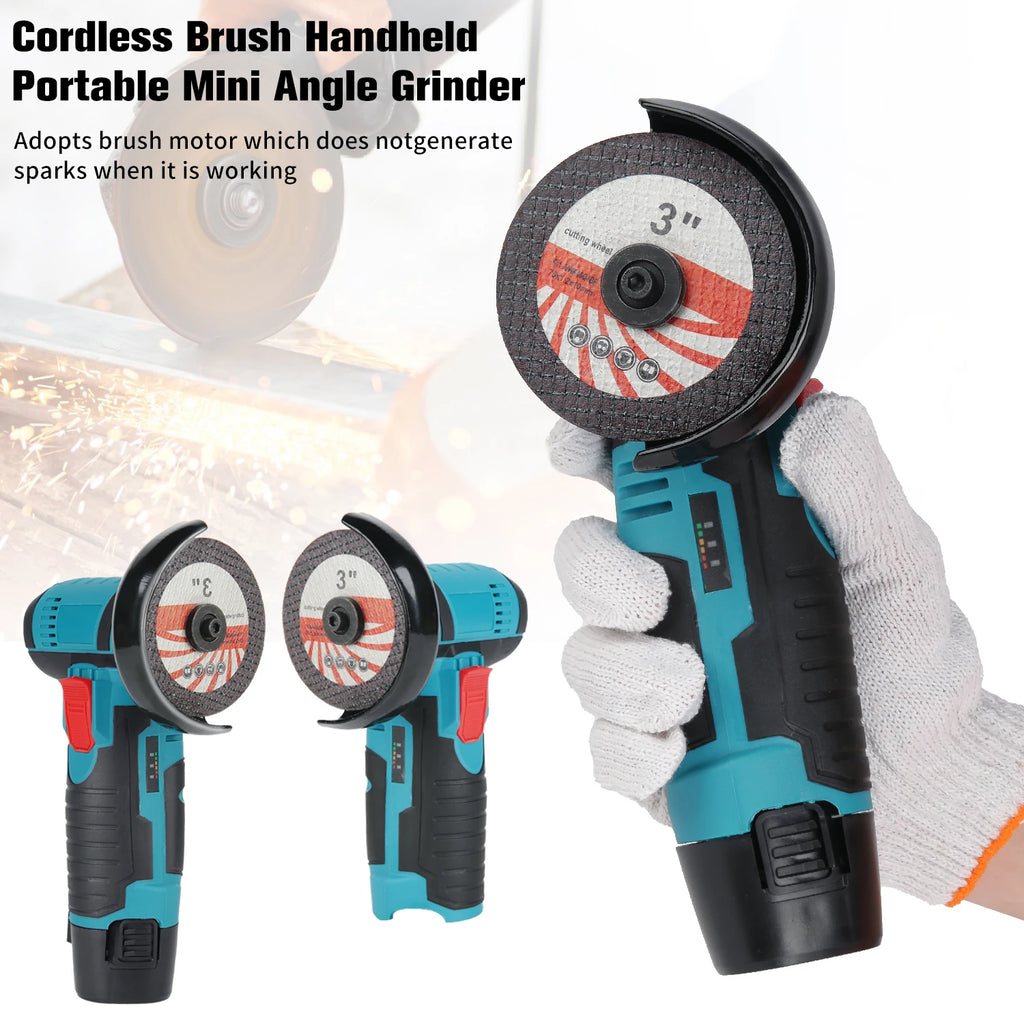 Mini Angle Grinder With 2 Battery Cutting Grinder For Cutting Polishing Wood Stone Steel 12V Cordless Polisher Cutting Machine