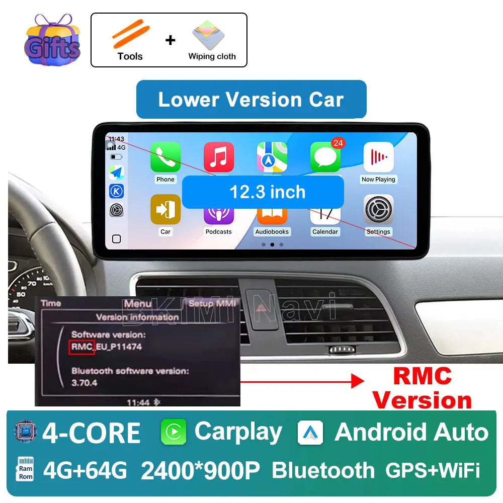 Android OS Car Radio for Audi Q3 2013 2014 2015 2016- 2018 Video Multimedia Player 4G GPS Navi Carplay Auto Accessories DSP BT