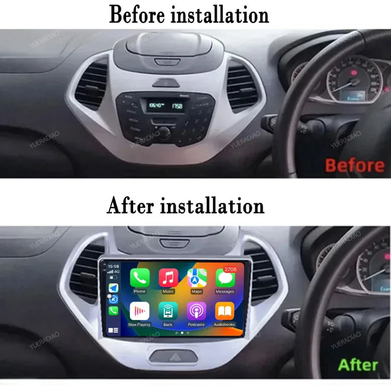 Android 15 Car Radio For Ford FIGO KA 2015 2016 2017 2018 2019 2020 GPS NAVI 4G LTE 5G WIFI QLED Multimedia Video Player 2DIN BT
