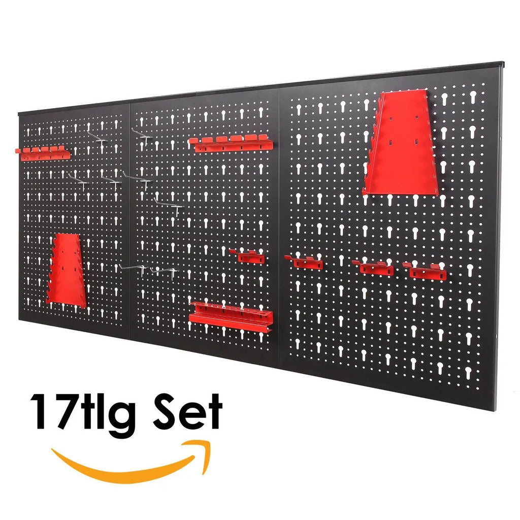 117x55cm Metal Pegboard Wall Organizer with Hooks 17PCS Kit, Garage Storage Bins, and Panel Tool Organizer Pegboard Wall Control
