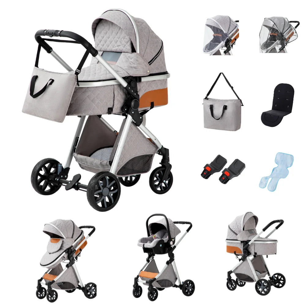 Baby Stroller 3 in 1 Multifunctional Stroller Easy Folding Travel Portable Baby Carriage Safety Seat EU Standard Free Shipping