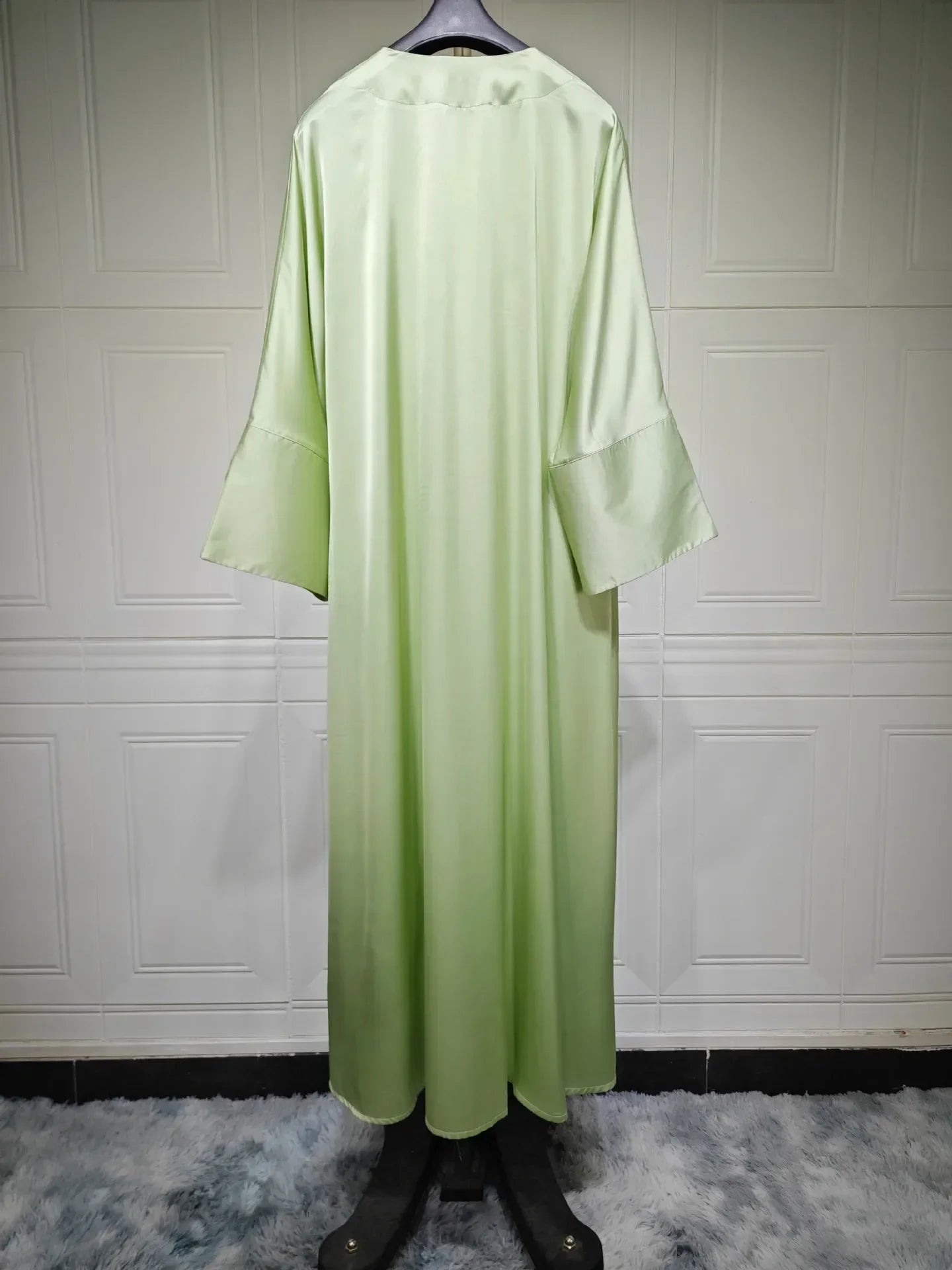 Muslim Women Pink Satin Kimono Abaya Damen Dubai Elegant Luxury Kaftan Modest Dress Islam Caftan Marocain Robe Femme Musulmane